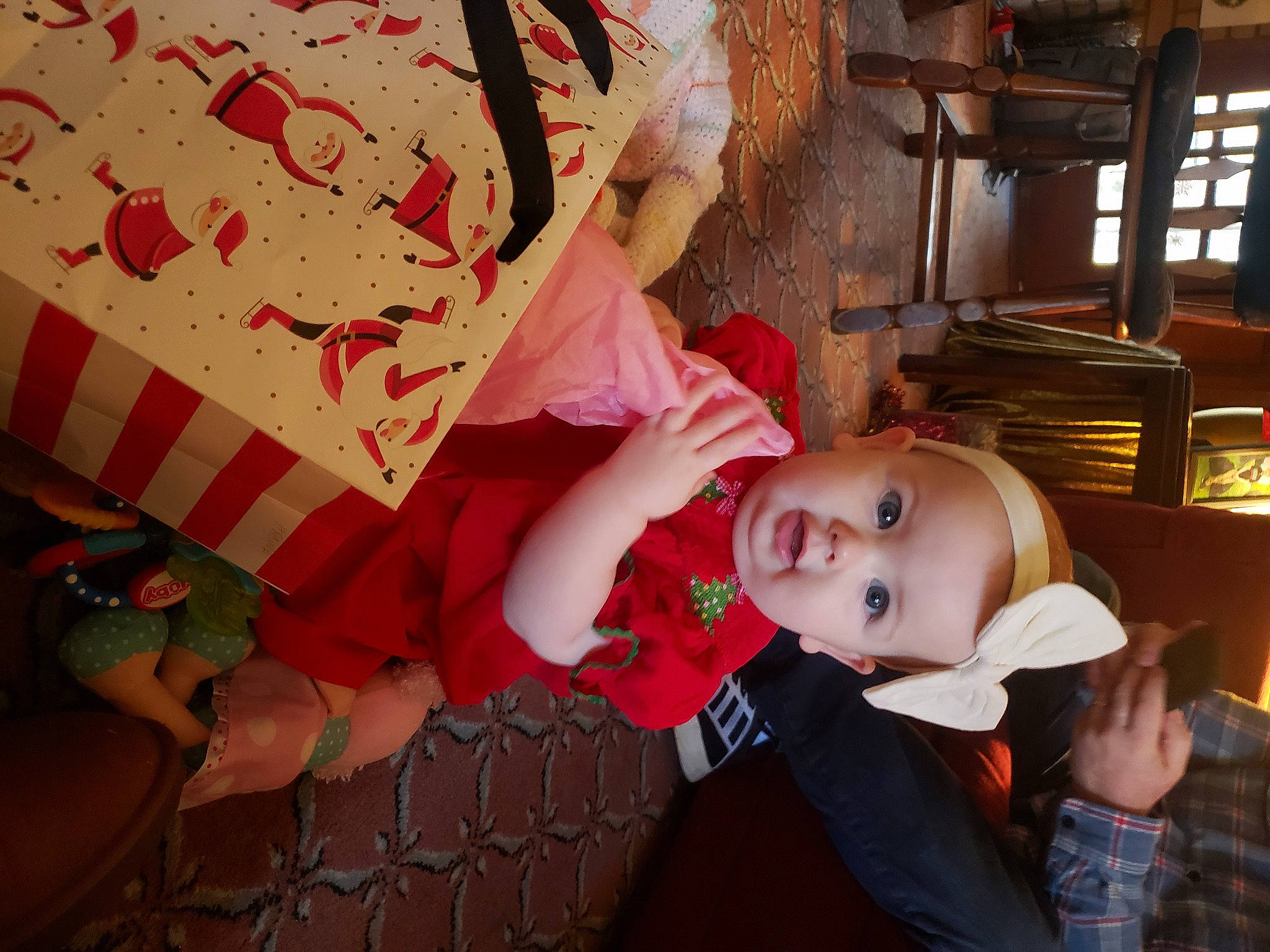 Hannah joined the competition — help win amazing prizes! baby, baby_toddler_clothing, child, fun, happy, hat, linens, magenta, pattern, peach, person, pink, room, sitting, smile, toddler, wood