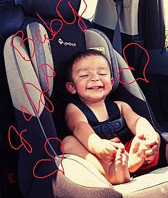Jojo joined the competition — help win amazing prizes! auto_part, baby, baby_in_car_seat, birth, car_seat, child, comfort, happy, joy, person, product, seat_belt, smile, toddler