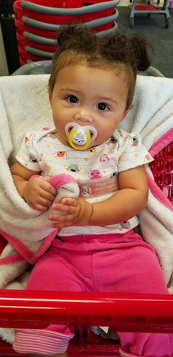 Dominique joined the competition — help win amazing prizes! baby, baby_products, cheek, child, eye, joy, lip, nose, person, pink, skin, toddler