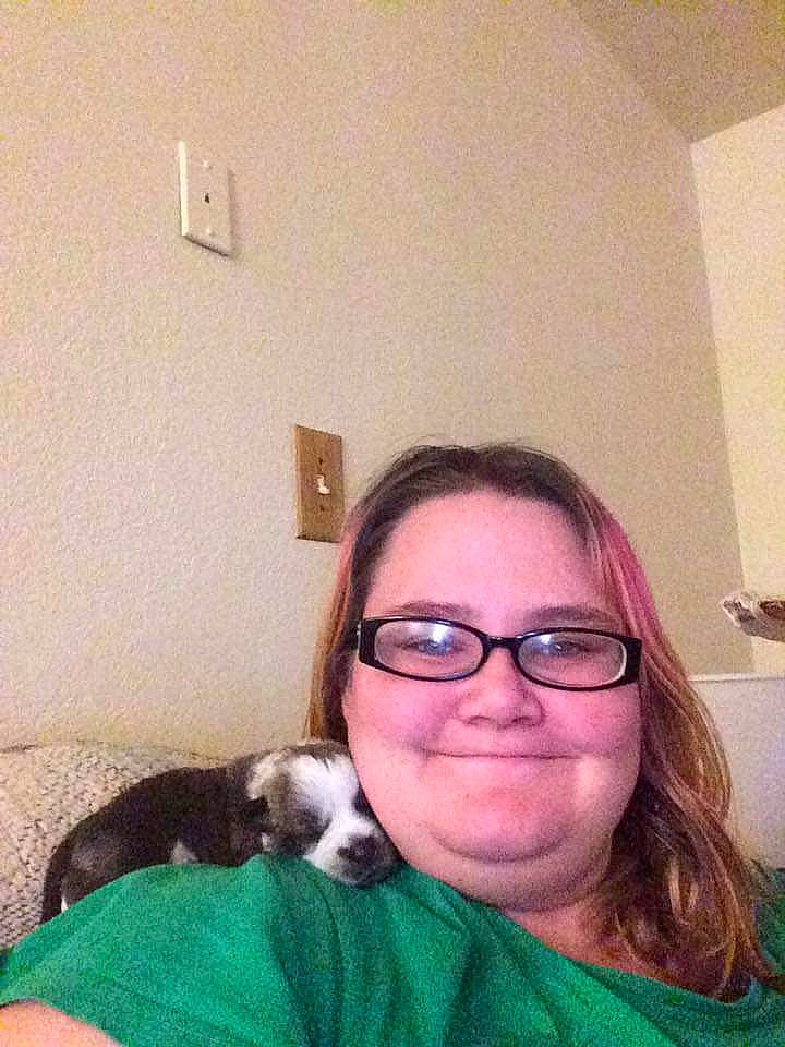 Touchdown is registered to the contest to win money with this photo: black_hair, carnivore, comfort, companion_dog, dog, dog_breed, ear, eye, eyewear, fawn, felidae, glasses, happy, iris, long_hair, selfie, small_to_medium_sized_cats, smile, vision_care, whiskers