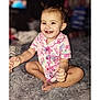 toddler, child, smiling, pajamas, sitting, cross_legged, indoor, rug, fluffy, happy, cute, portrait, baby, person, clothing, face, hand, foot, cozy, home