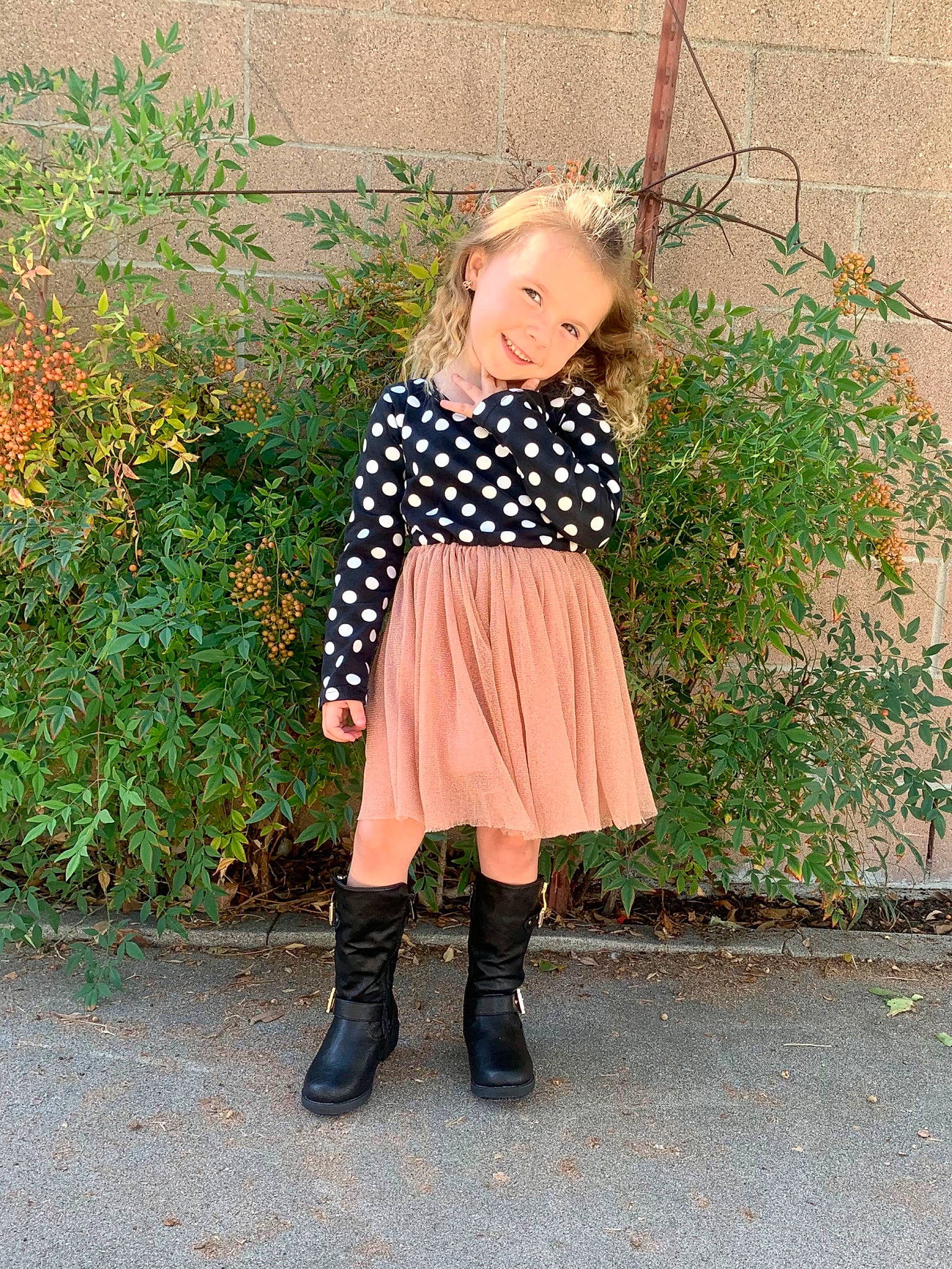 Keira joined the competition — help win amazing prizes! day_dress, denim, electric_blue, fashion_design, grass, high_heels, human_leg, joy, knee, leg, orange, pattern, person, plaid, plant, sleeve, tartan, textile, thigh, toddler