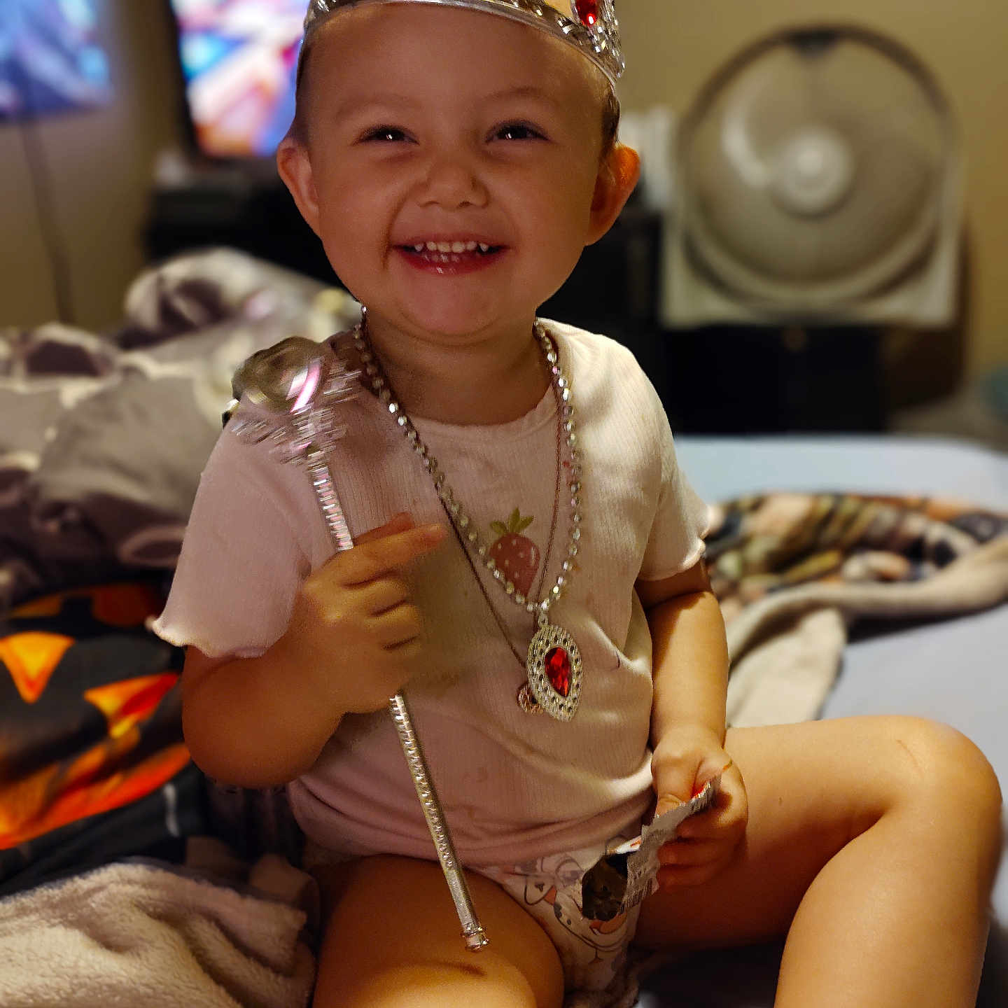 Maddie joined the competition — help win amazing prizes! accessories, baby, bodypart, computerhardware, couch, diamond, electronics, face, finger, furniture, hand, hardware, head, jewelry, monitor, necklace, person, screen, sitting, tv