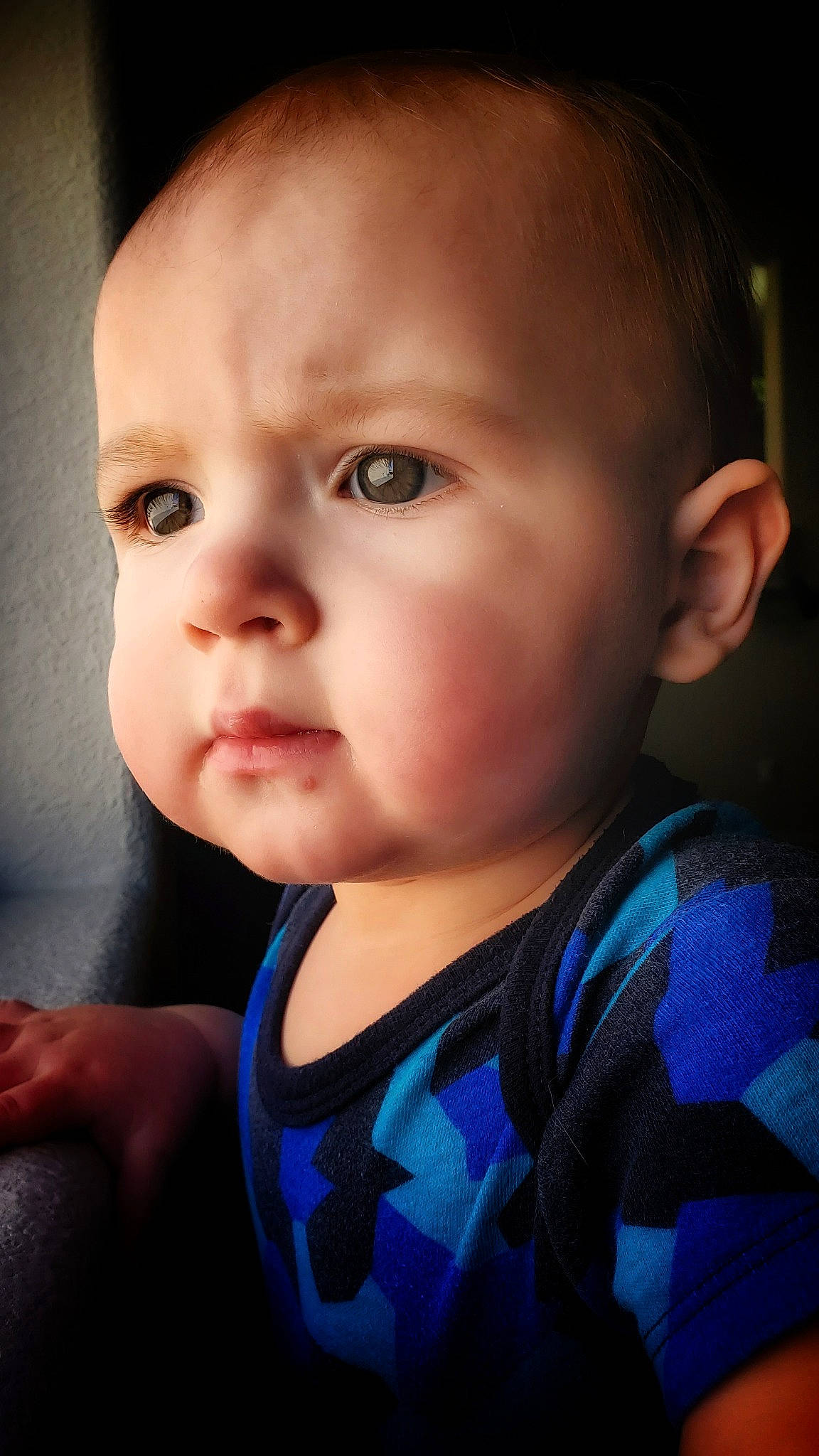 Calvin is registered to the contest to win money with this photo: baby, beauty, blue, cheek, child, chin, close_up, ear, eye, eyebrow, face, forehead, head, iris, lip, mouth, nose, organ, person, skin