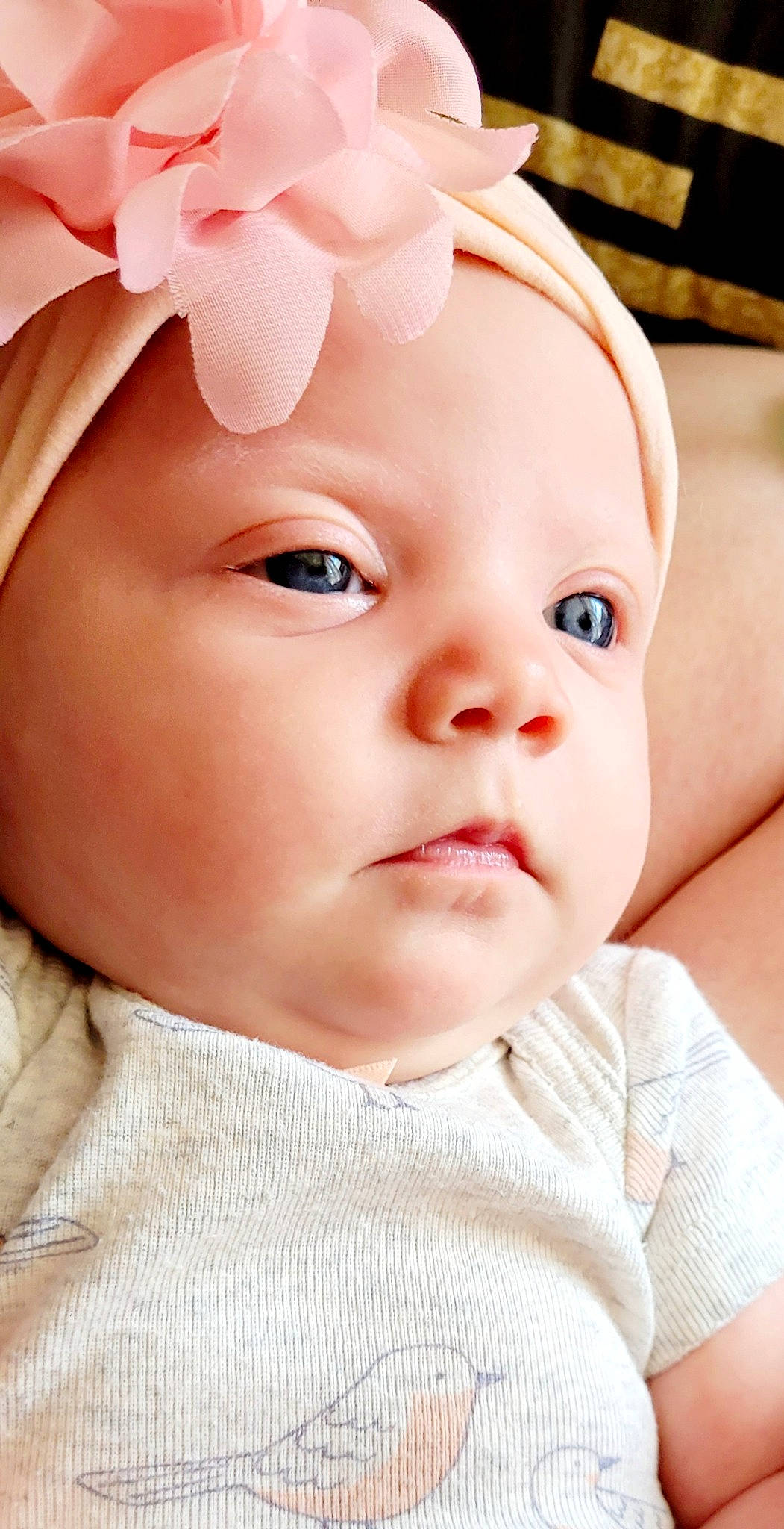 Harper is registered to the contest to win money with this photo: baby, baby_toddler_clothing, cheek, chin, ear, eye, eyebrow, eyelash, face, happy, headwear, iris, lip, mouth, neck, nose, person, pink, skin, sleeve