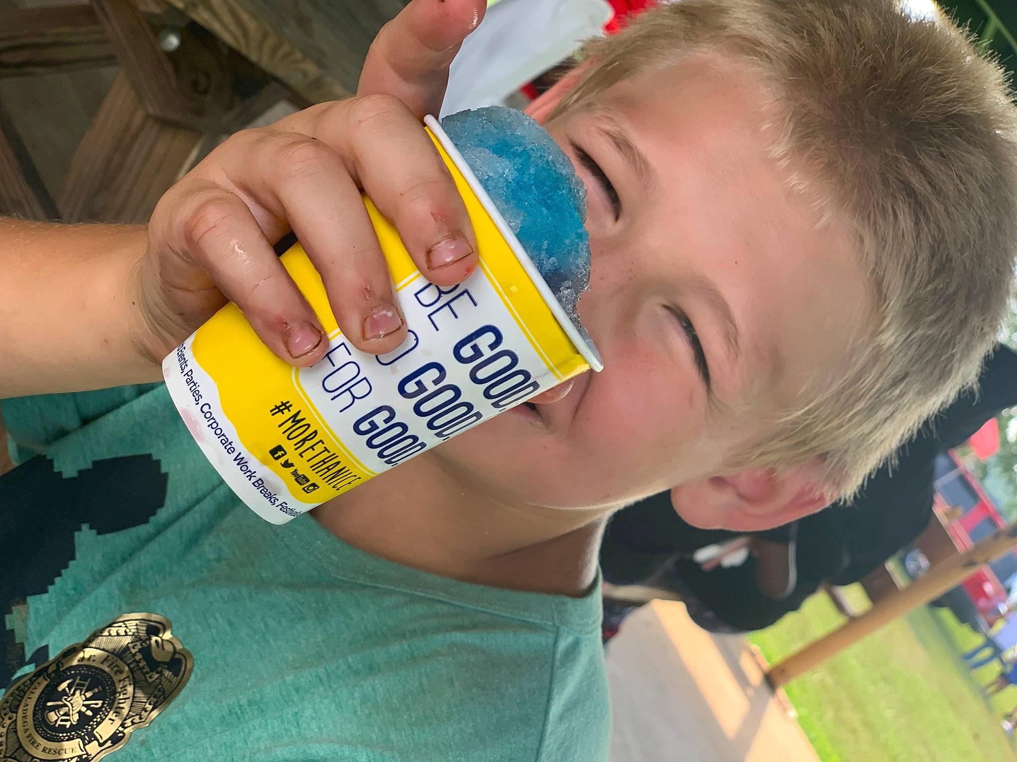 Rodney Harris joined the competition — help win amazing prizes! chest, child, drink, drinking, eyelash, finger, fun, happy, junk_food, leisure, logo, nail, person, play, recreation, smile, t_shirt, thumb