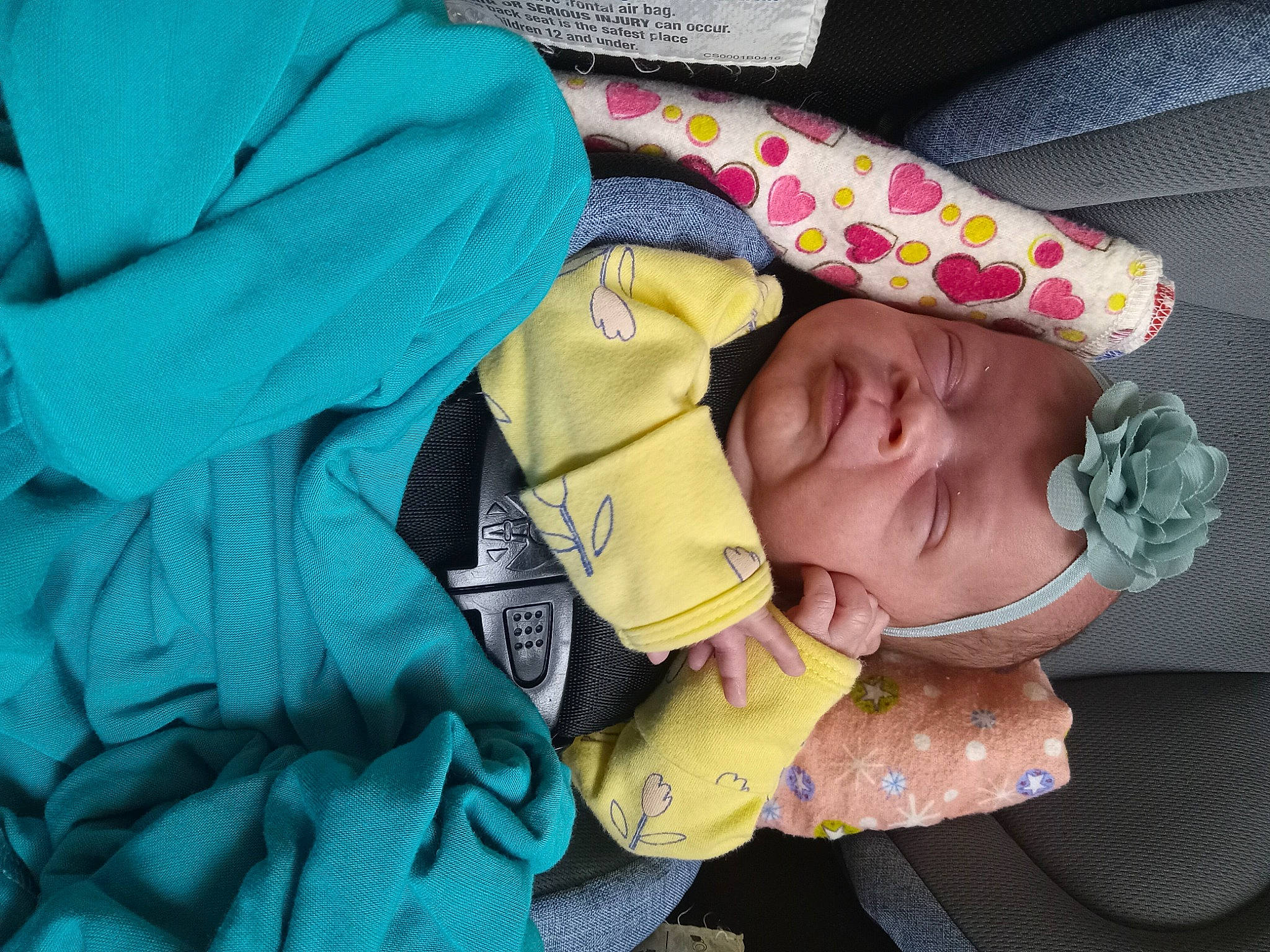 Aliyah is registered to the contest to win money with this photo: baby, baby_carriage, baby_products, baby_safety, baby_toddler_clothing, bedtime, car_seat, cheek, child, comfort, electric_blue, eye, fun, happy, linens, nap, pattern, person, sleep, textile