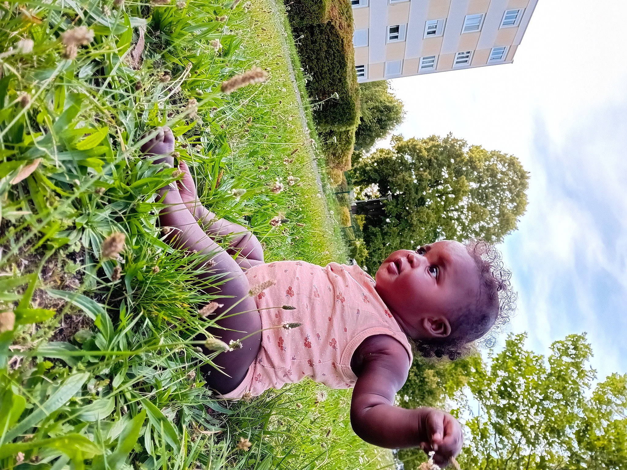 Oceane participe au concours pour gagner de l'argent avec cette photo : baby, building, child, cloud, fun, garden, grass, happy, leisure, people_in_nature, person, plant, shrub, sky, toddler, tree, window