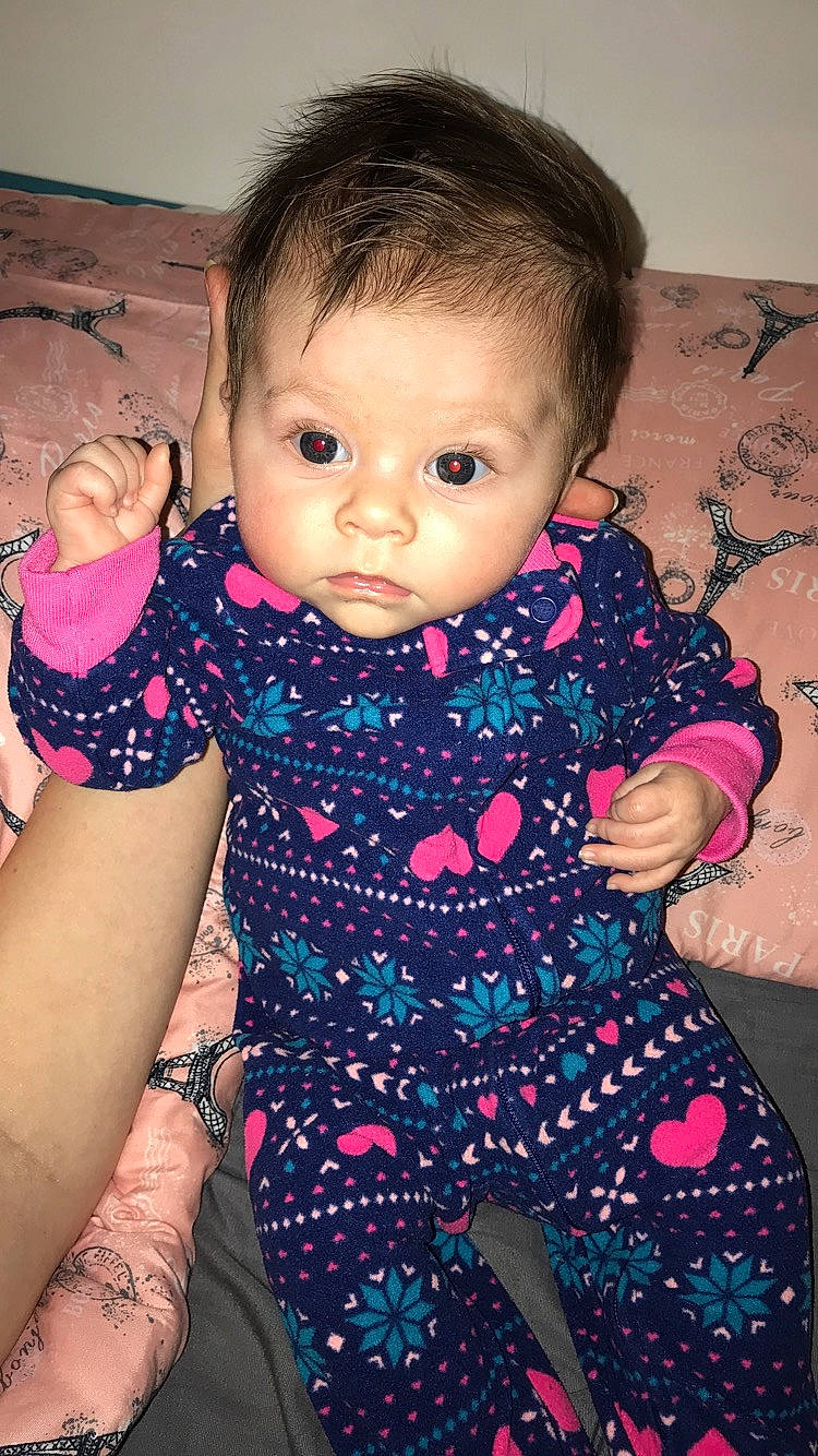 Emarie joined the competition — help win amazing prizes! arm, baby, baby_toddler_clothing, cheek, child, eye, iris, person, pink, sitting, skin, toddler