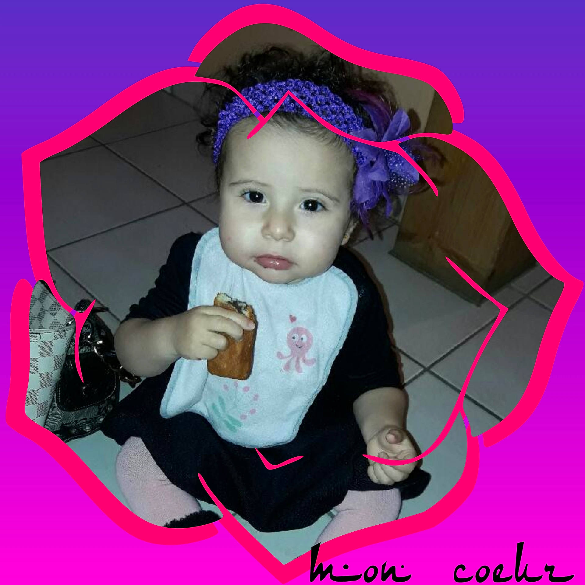 Amira participe au concours pour gagner de l'argent avec cette photo : child, ear, hair_accessory, infant, person, pink, product, purple, toddler