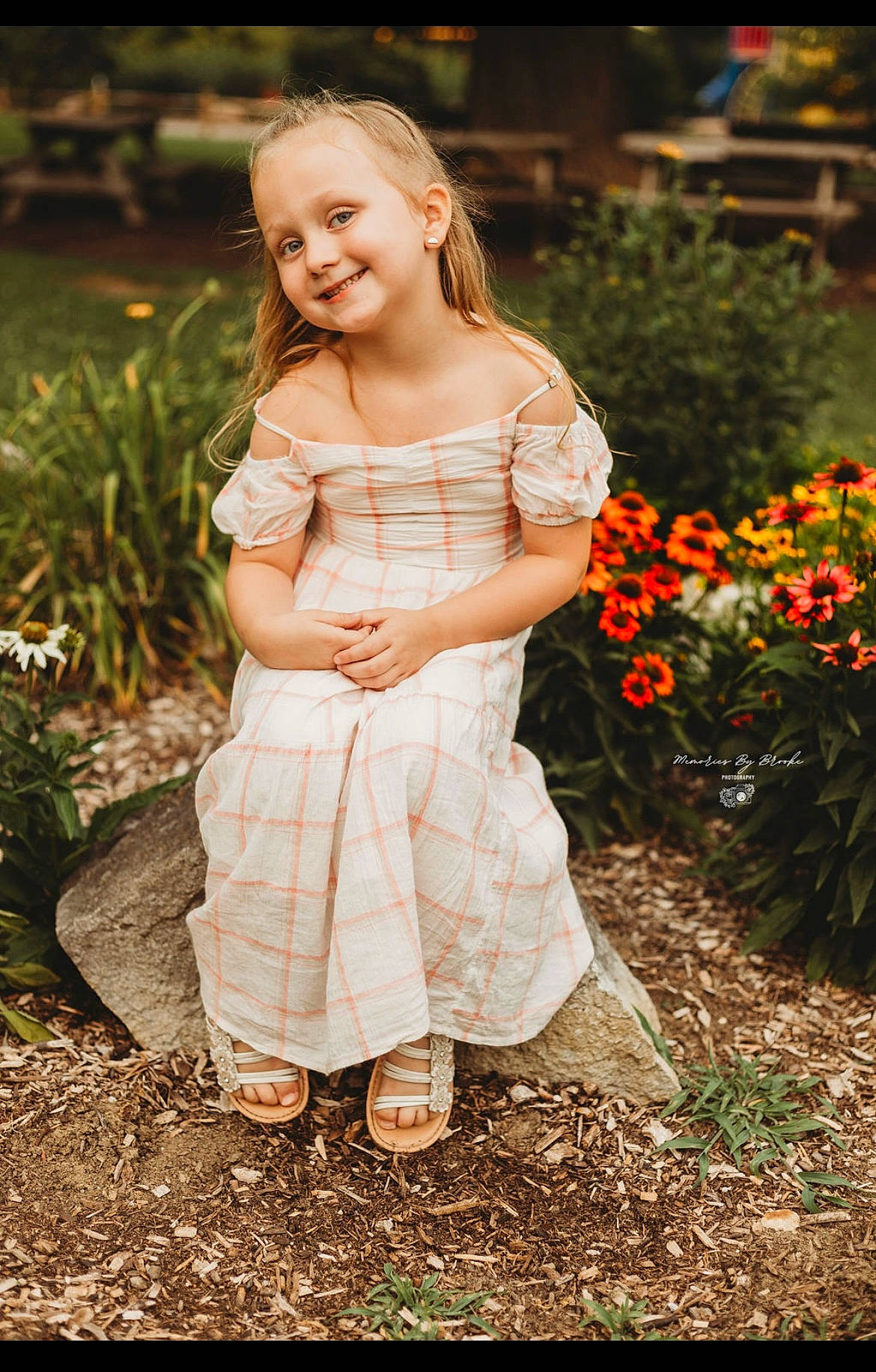 Lylli is registered to the contest to win money with this photo: blond, brown_hair, day_dress, dress, flash_photography, flower, footwear, formal_wear, grass, hair, happy, joy, long_hair, nature, people_in_nature, person, petal, plant, shoe, smile