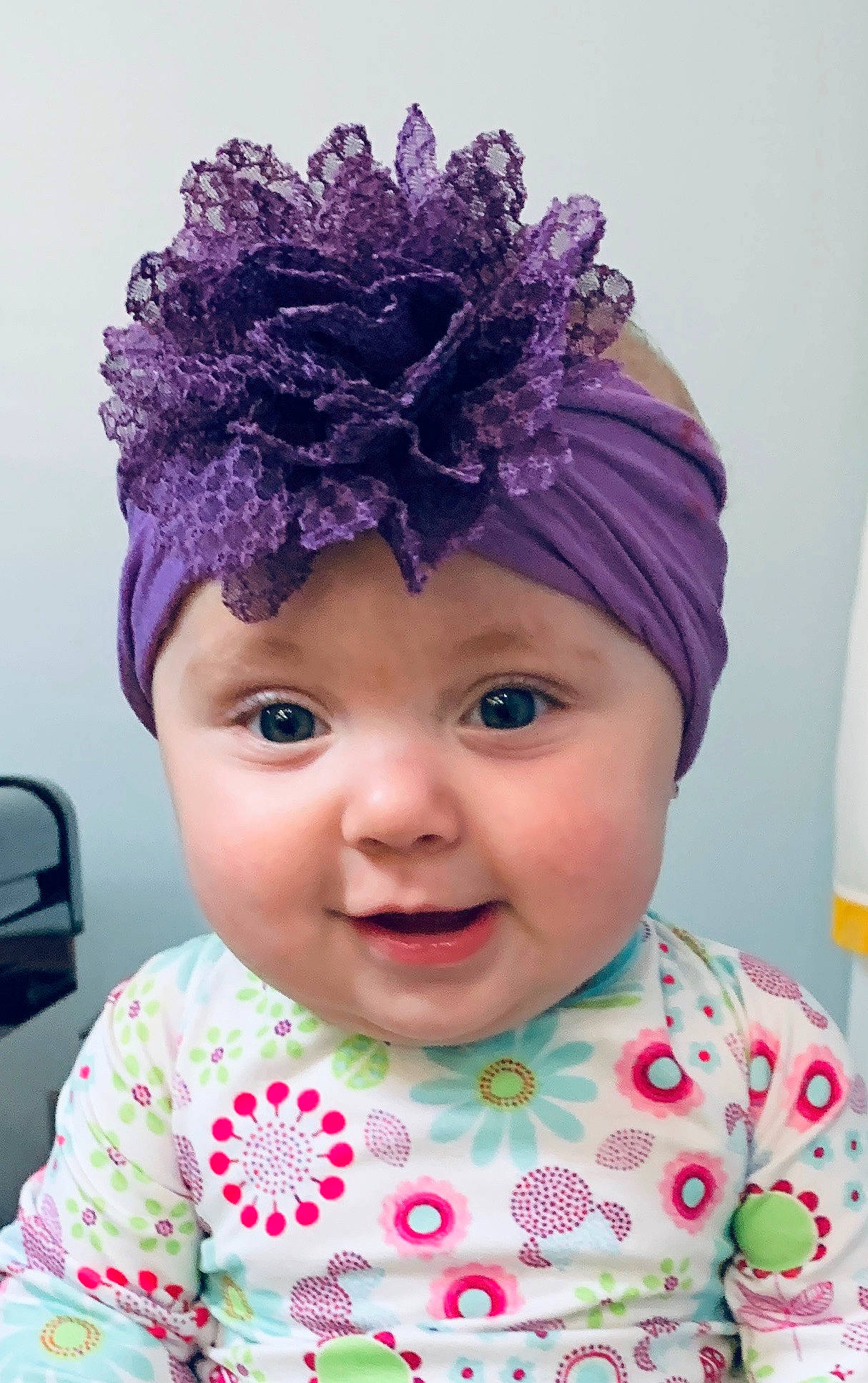 Lainey Rae joined the competition — help win amazing prizes! baby, beanie, black_hair, cheek, child, clothing, fashion_accessory, forehead, hair, hair_accessory, hairstyle, head, headgear, headpiece, headwear, knit_cap, lavender, person, pink, purple