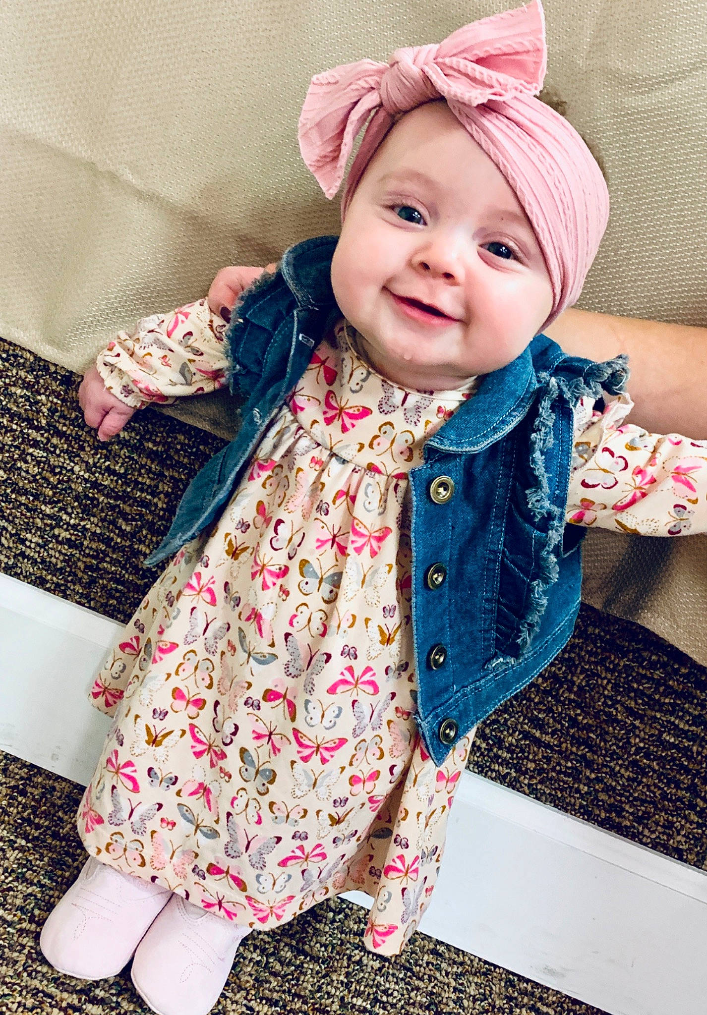 Lainey Rae joined the competition — help win amazing prizes! baby, baby_toddler_clothing, beauty, cheek, child, child_model, clothing, design, dress, ear, headgear, headwear, joy, lip, outerwear, pattern, person, pink, skin, sleeve
