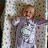 Sommer joined the competition — help win amazing prizes! baby, infant, onesie, purple_clothing, blanket, butterfly_pattern, flower_pattern, smiling, happy, lying_down, cute, child, face, head, cheerful, indoors, soft_texture, colorful, playful, toddler
