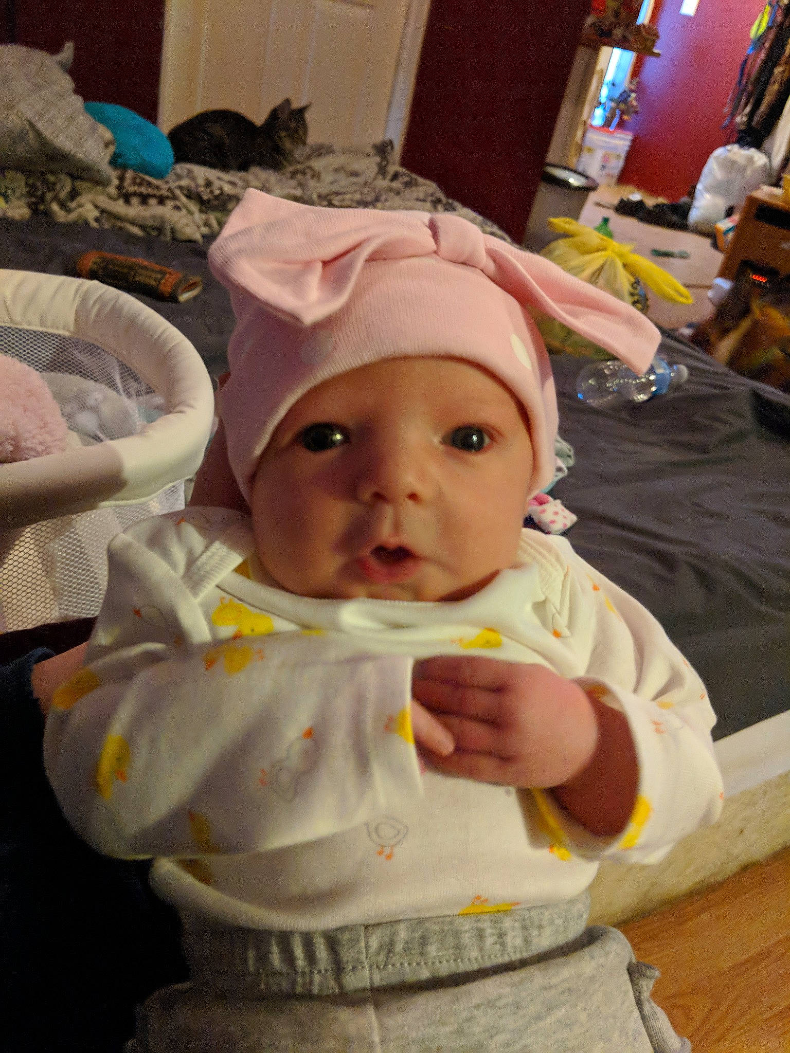 Paisley Mae is registered to the contest to win money with this photo: child, girl, head, headgear, headwear, infant, person, product, skin, toddler