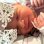 baby, infant, sleeping, lace, bonnet, hands, closeup, soft, peaceful, newborn, cute, portrait, face, skin, delicate, fabric, rest, comfort, child, cozy