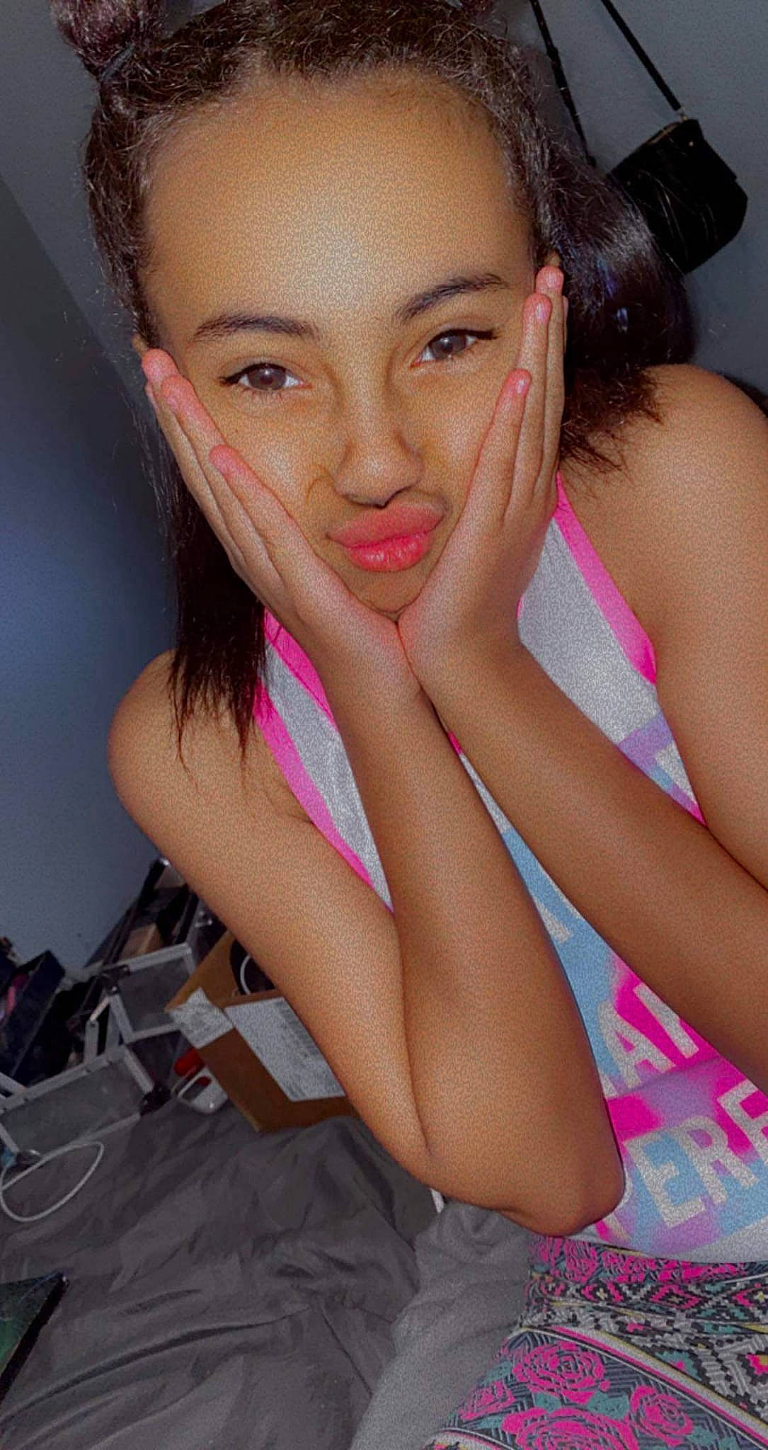 Mikayla Anessa is registered to the contest to win money with this photo: black_hair, brown_hair, chest, elbow, event, eyelash, flash_photography, fun, happy, human_leg, jewellery, joy, leisure, lip, lipstick, magenta, makeover, person, pink, smile