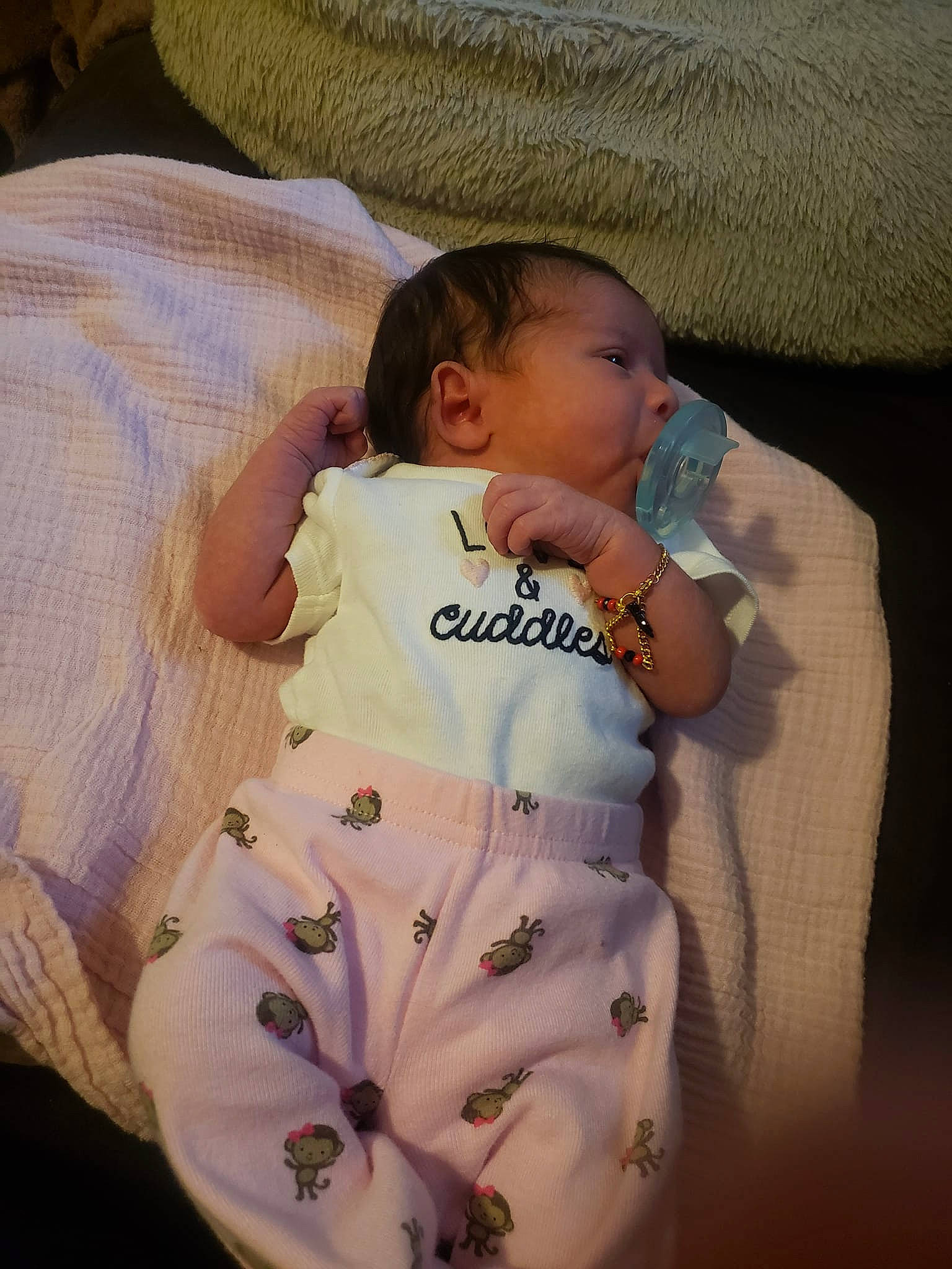 Annalise joined the competition — help win amazing prizes! abdomen, baby, baby_products, baby_safety, baby_sleeping, baby_toddler_clothing, bedtime, cheek, child, comfort, face, finger, head, human_body, linens, person, skin, sleeve, textile, thumb