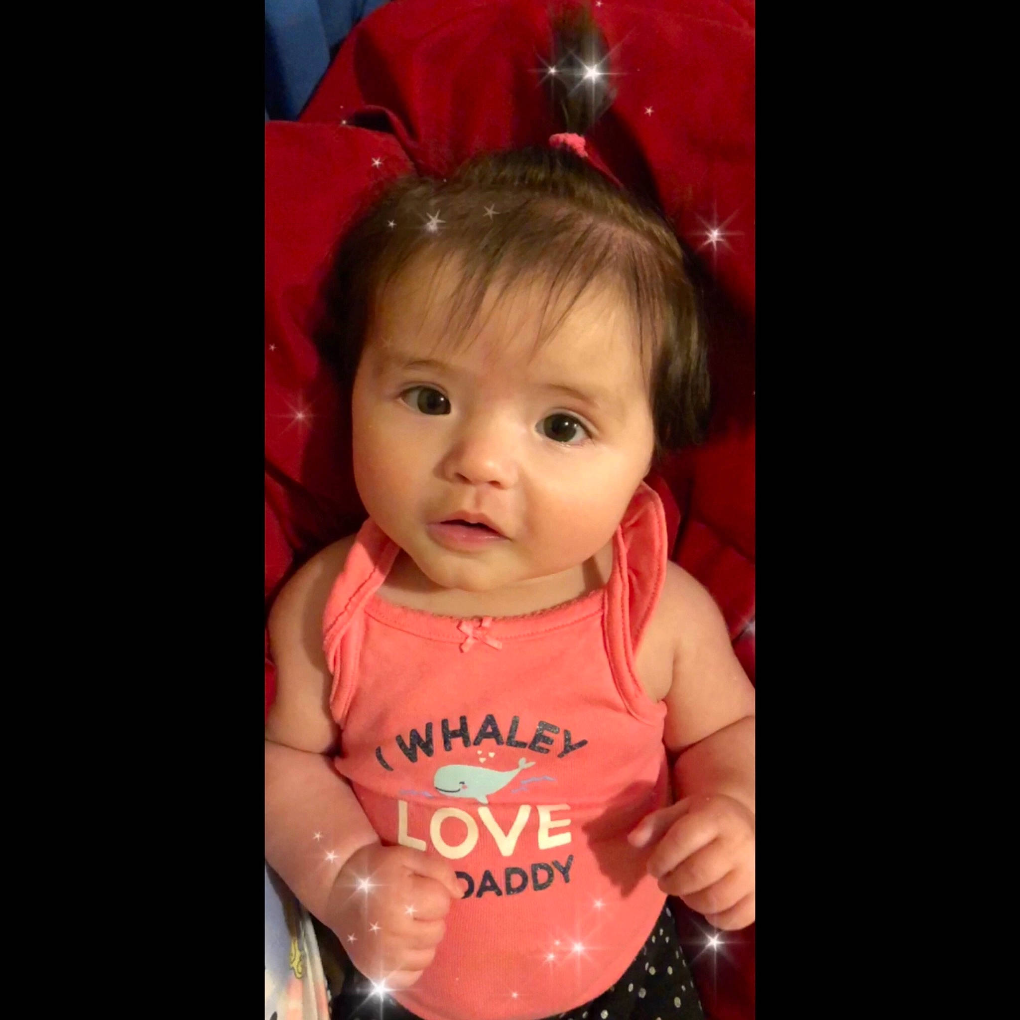 Mia is registered to the contest to win money with this photo: arm, baby, cheek, child, cool, ear, eye, face, forehead, fun, head, iris, lip, mouth, neck, nose, organ, person, skin, smile