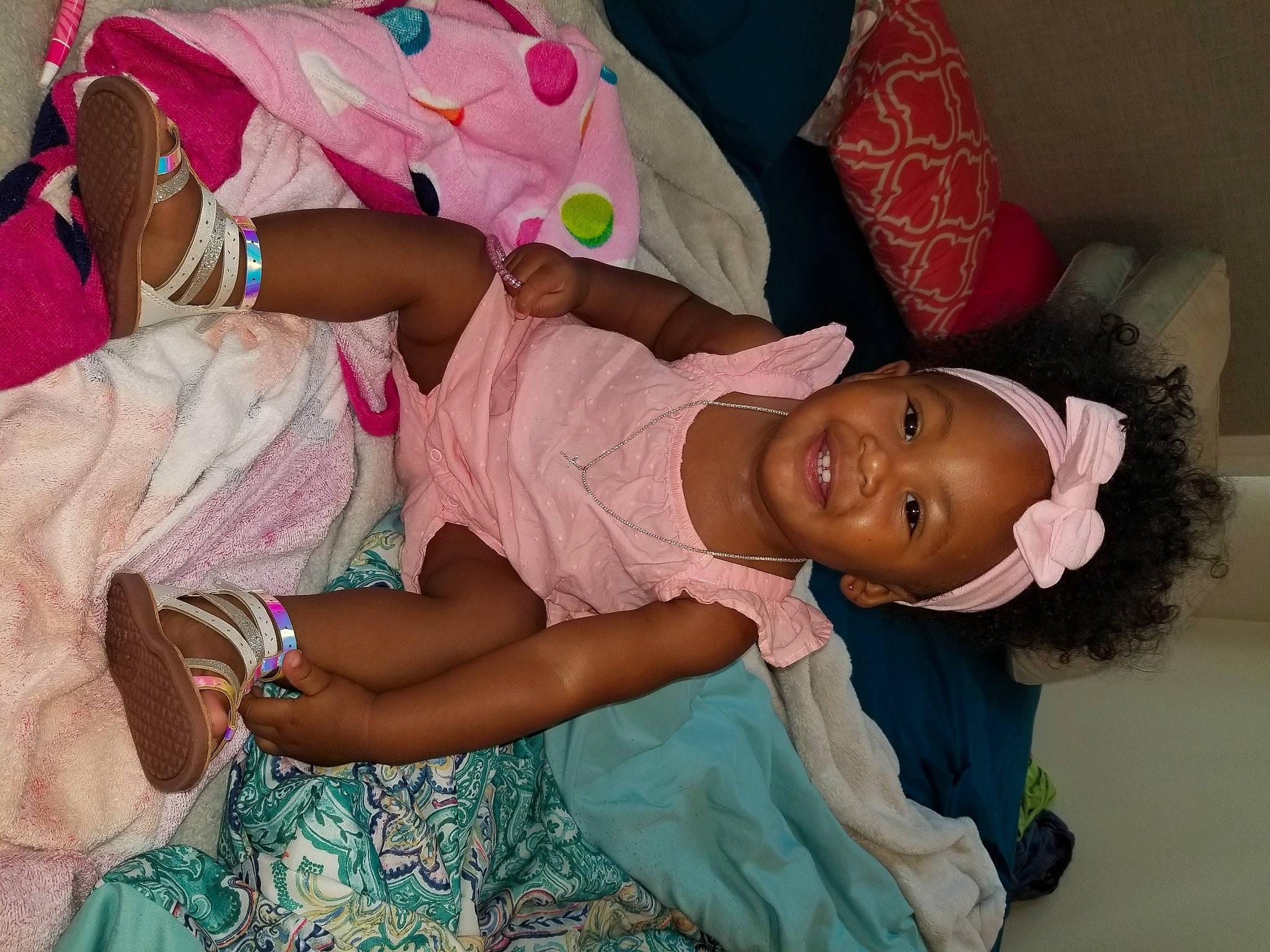 Khaliya is registered to the contest to win money with this photo: baby, child, joy, person, pink, toddler