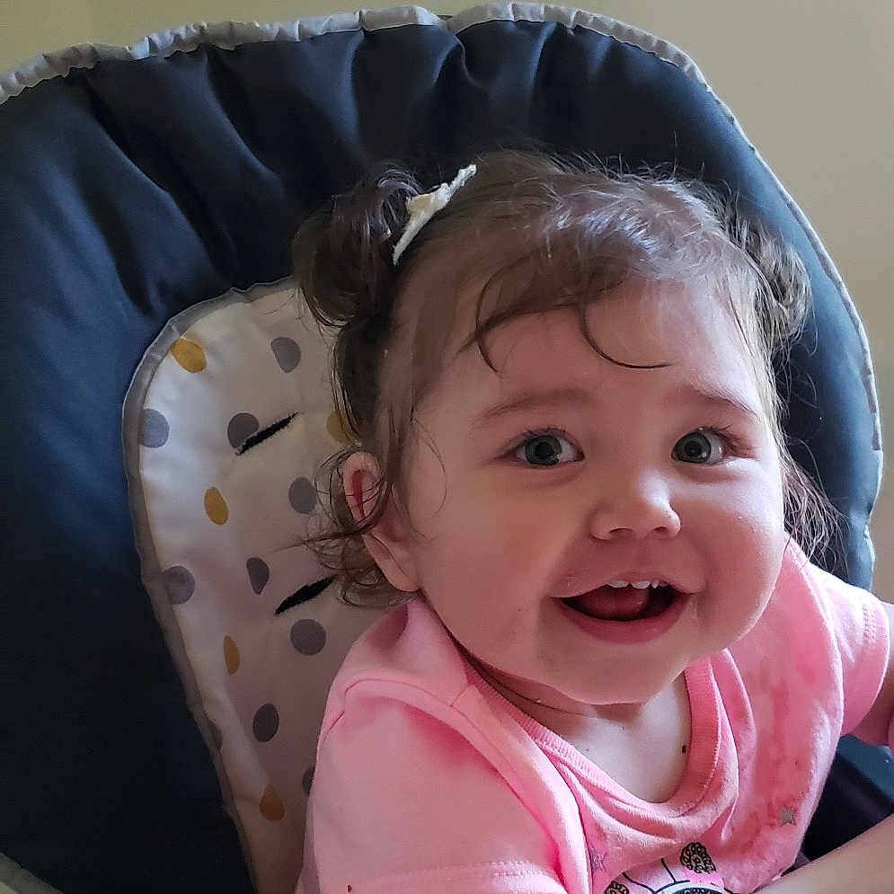 Ellie Mae joined the competition — help win amazing prizes! baby, cheek, child, ear, face, facial_expression, head, lip, mouth, nose, person, pink, skin, smile, toddler