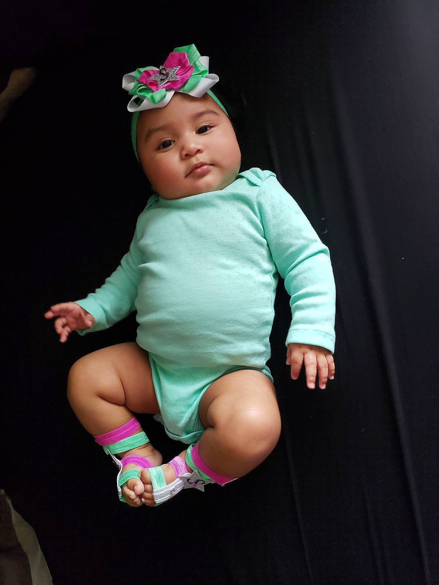 Milena joined the competition — help win amazing prizes! child, costume, finger, fun, girl, green, hair_accessory, hand, headgear, infant, person, pink, product, skin, smile, toddler