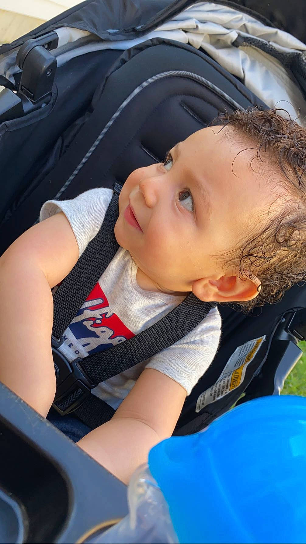 Dj joined the competition — help win amazing prizes! auto_part, baby, baby_carriage, baby_products, baby_toddler_clothing, blue, car_seat, cheek, child, comfort, elbow, electric_blue, fun, grass, happy, luxury_vehicle, person, sitting, toddler, tree