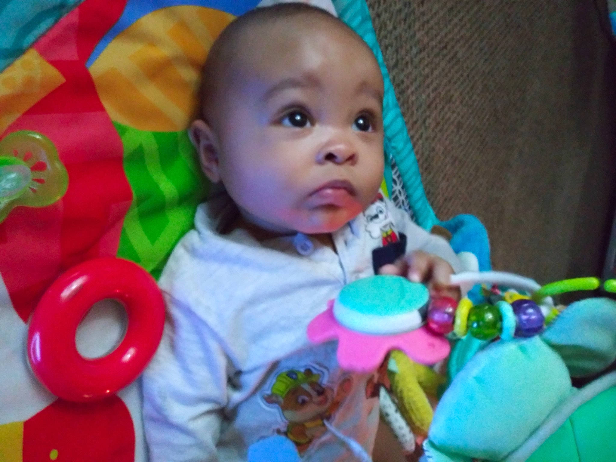 Quintyn joined the competition — help win amazing prizes! baby, baby_playing_with_toys, baby_products, baby_toys, cheek, child, eye, fun, iris, lip, person, play, product, skin, smile, toddler, toy