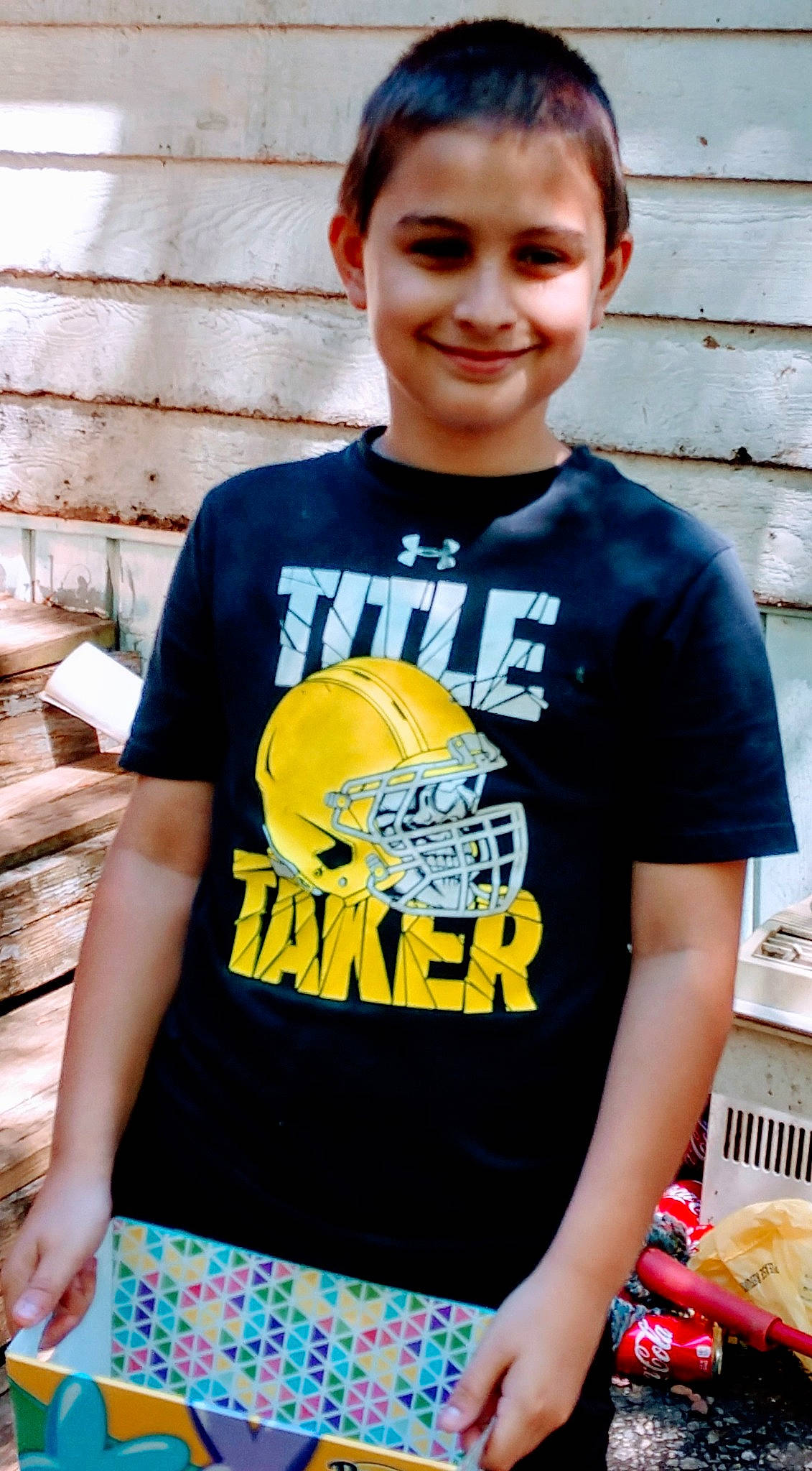 Dusty joined the competition — help win amazing prizes! child, clothing, cool, joy, neck, person, shirt, sleeve, smile, t_shirt, top, yellow