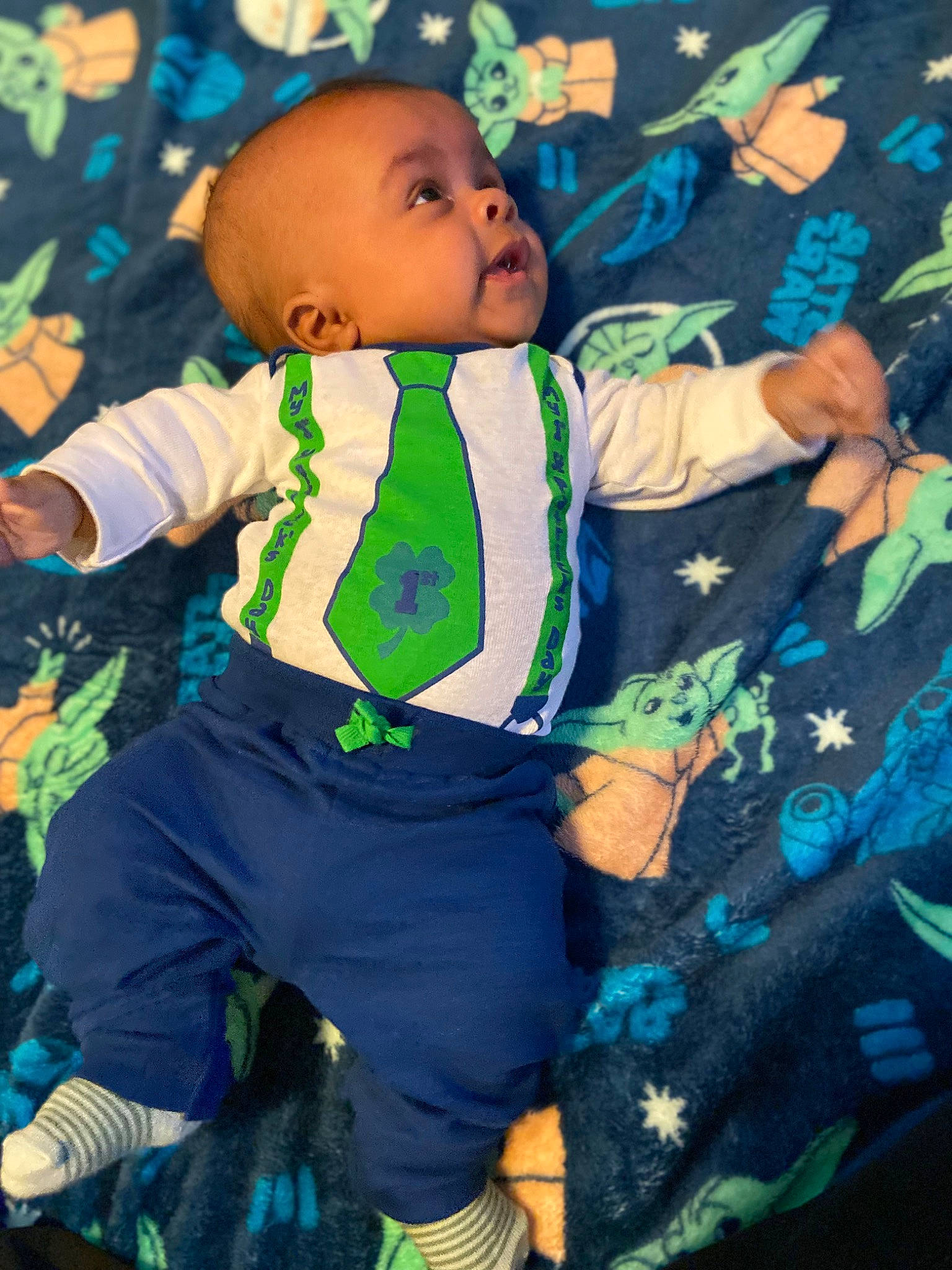 Harlem joined the competition — help win amazing prizes! azure, baby, baby_products, baby_toddler_clothing, child, costume, electric_blue, face, fictional_character, fun, grass, happy, leisure, pattern, people_in_nature, person, play, purple, sleeve, t_shirt
