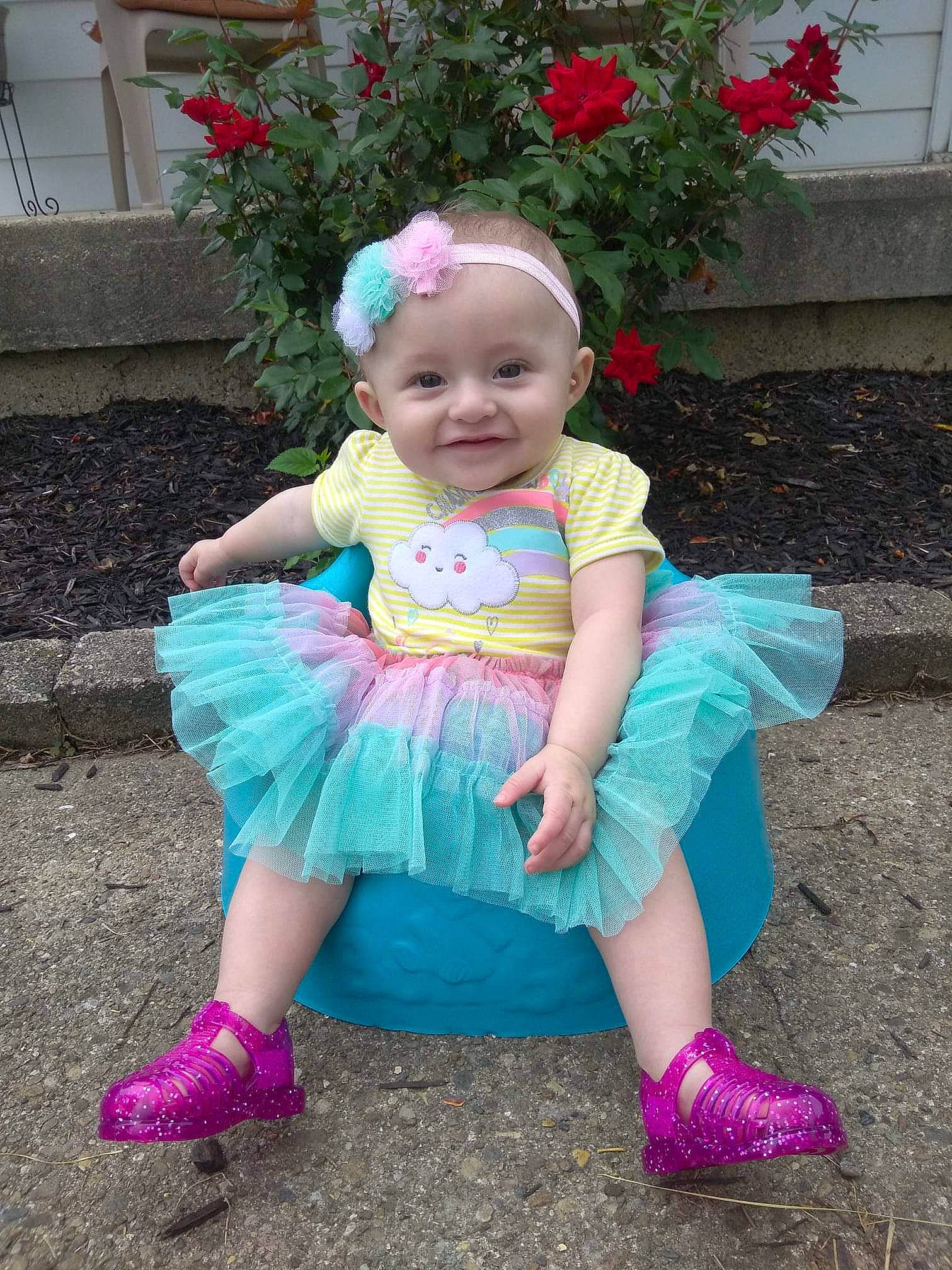 Kynnedi is registered to the contest to win money with this photo: annual_plant, baby, baby_toddler_clothing, boot, child, child_model, costume_accessory, dress, embellishment, fashion_accessory, hair_accessory, headband, headpiece, headwear, joy, person, petal, pink, purple, ruffle