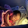 baby, newborn, sleeping, blanket, crib, nightlight, infant, pink, soft, cozy, cute, peaceful, child, indoors, portrait, rest, toddler, face, lighting, sleep