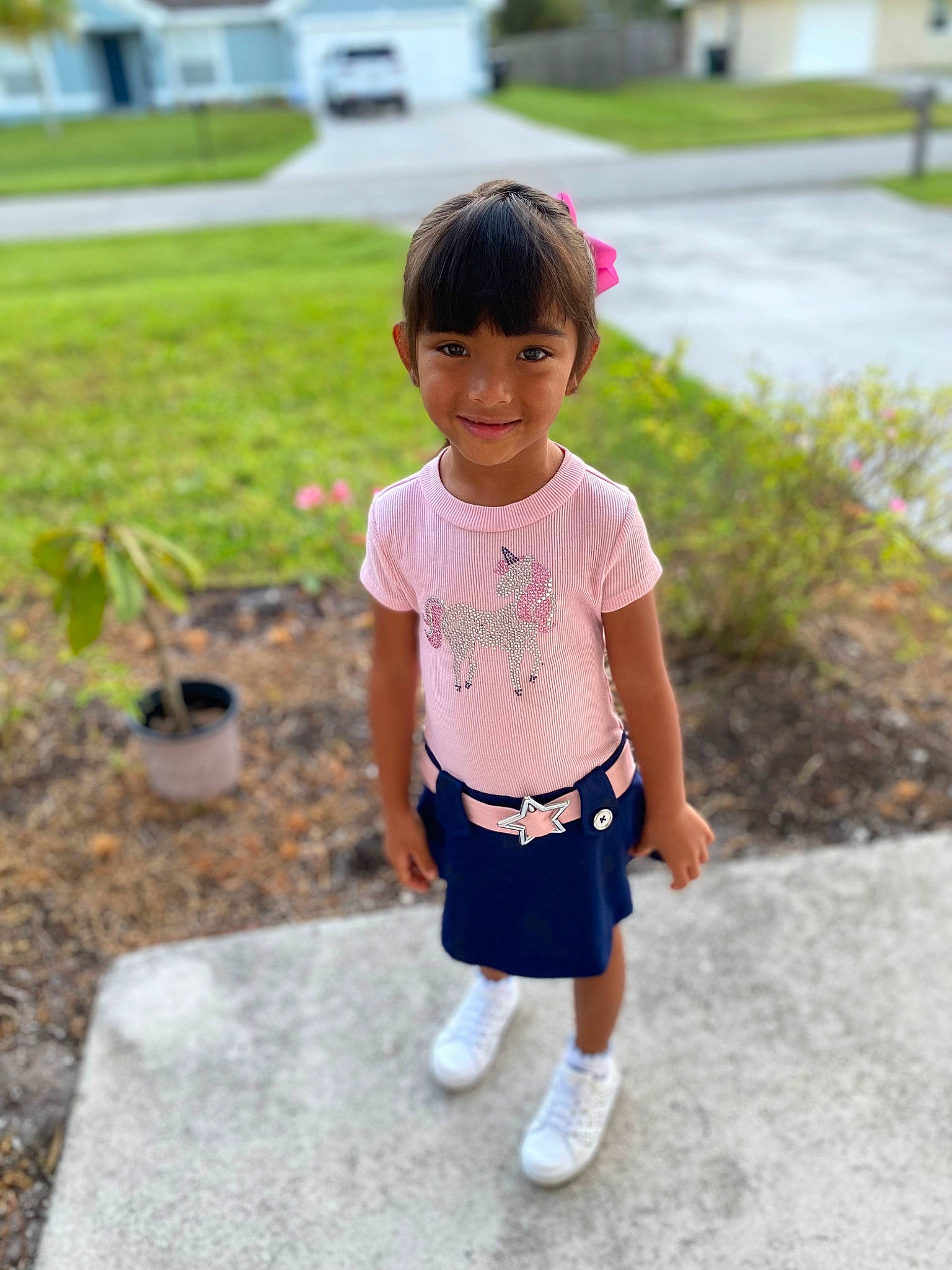 Christiana is registered to the contest to win money with this photo: baby, baby_toddler_clothing, grass, hair, happy, head, joy, leg, leisure, magenta, person, plant, public_space, recreation, shorts, sleeve, standing, t_shirt, thigh, toddler