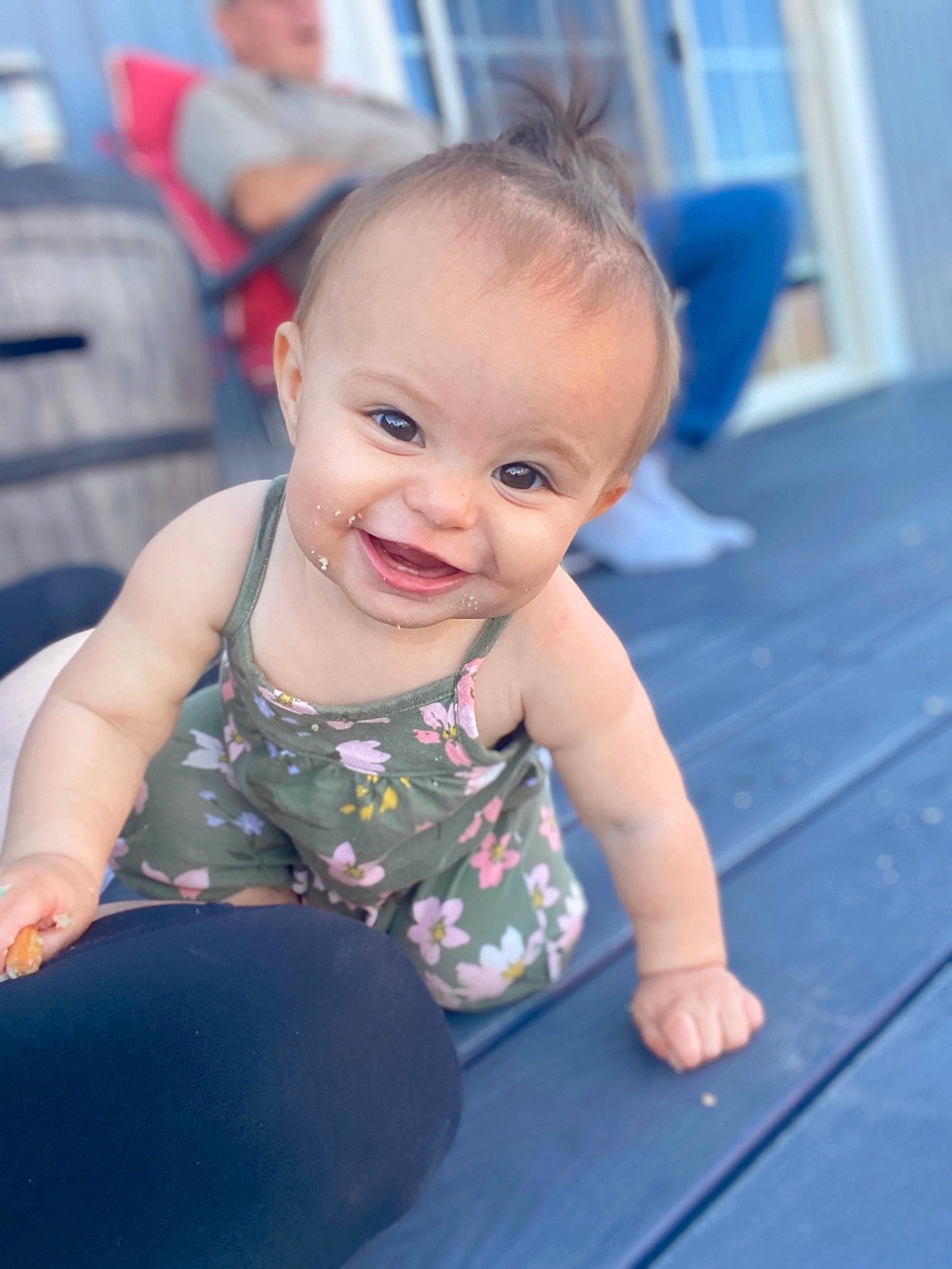 Jojo joined the competition — help win amazing prizes! baby, baby_toddler_clothing, cheek, face, finger, flash_photography, floor, flooring, fun, happy, head, iris, leisure, mouth, person, recreation, skin, smile, standing, t_shirt