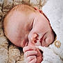 baby, blanket, child, closeup, cozy, cute, face, hand, indoor, infant, knitted_sweater, newborn, peaceful, portrait, resting, skin, sleeping, soft_texture, tiny_hand, warm