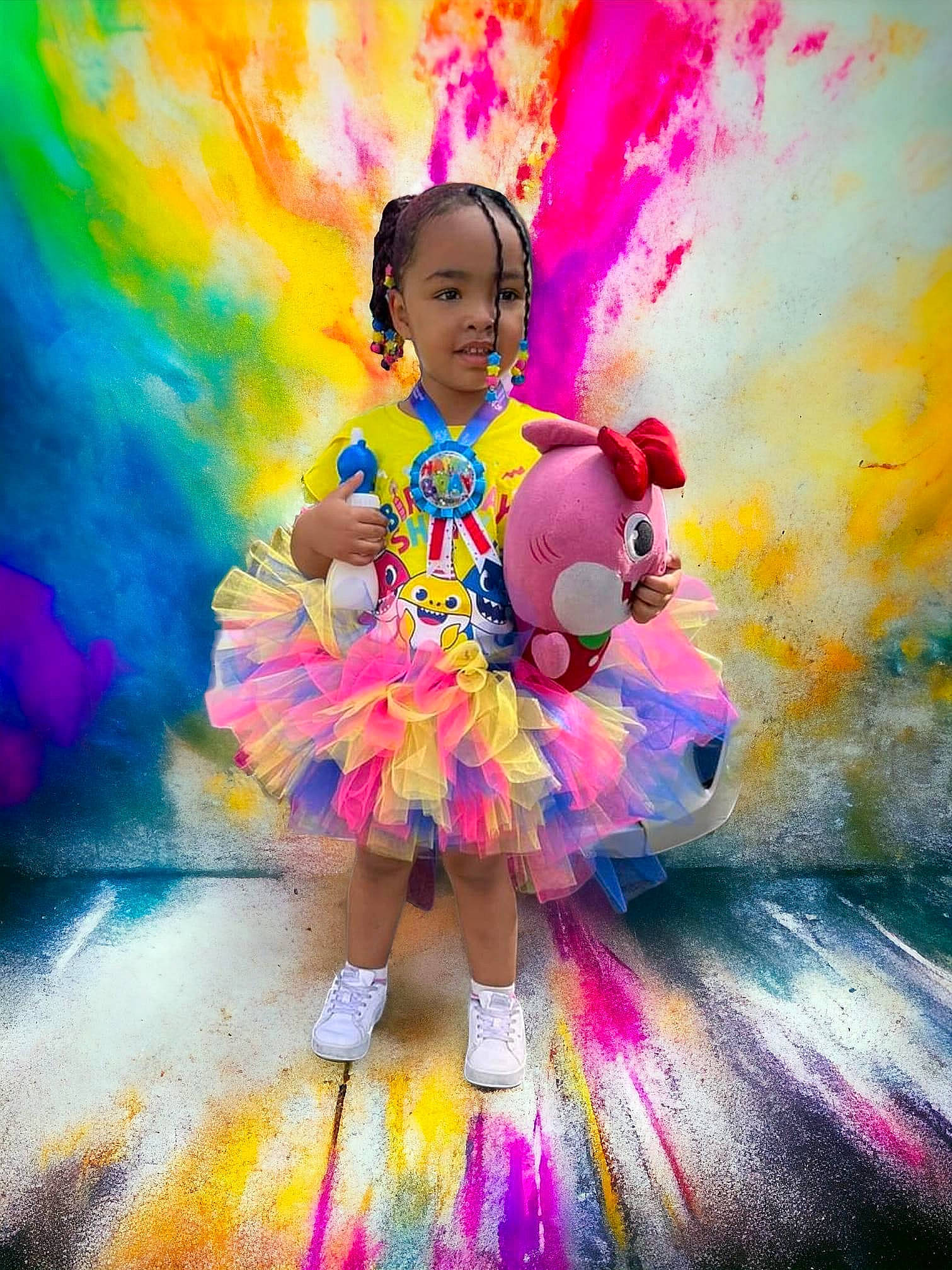 Liberty is registered to the contest to win money with this photo: art, baby_toddler_clothing, entertainment, event, fashion_design, flash_photography, fun, graphics, happy, illustration, magenta, musical_instrument, paint, people_in_nature, person, pink, purple, toddler, toy, violet
