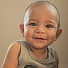 baby, child, smile, portrait, face, eyes, sleeveless_shirt, happy, cute, infant, skin, person, young, head, expression, looking_at_camera, indoors, soft_light, closeup, human