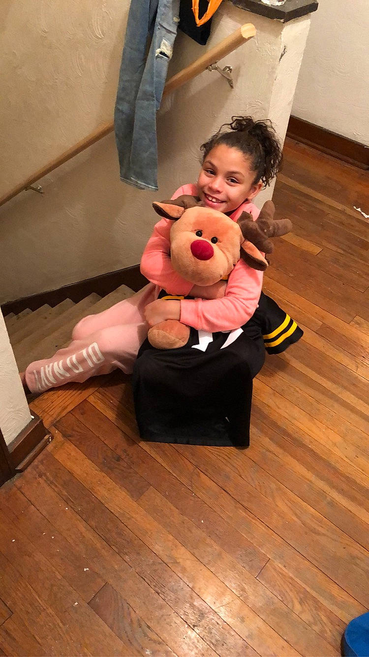 Maliyah joined the competition — help win amazing prizes! child, floor, flooring, joy, leg, person, teddy_bear, toddler