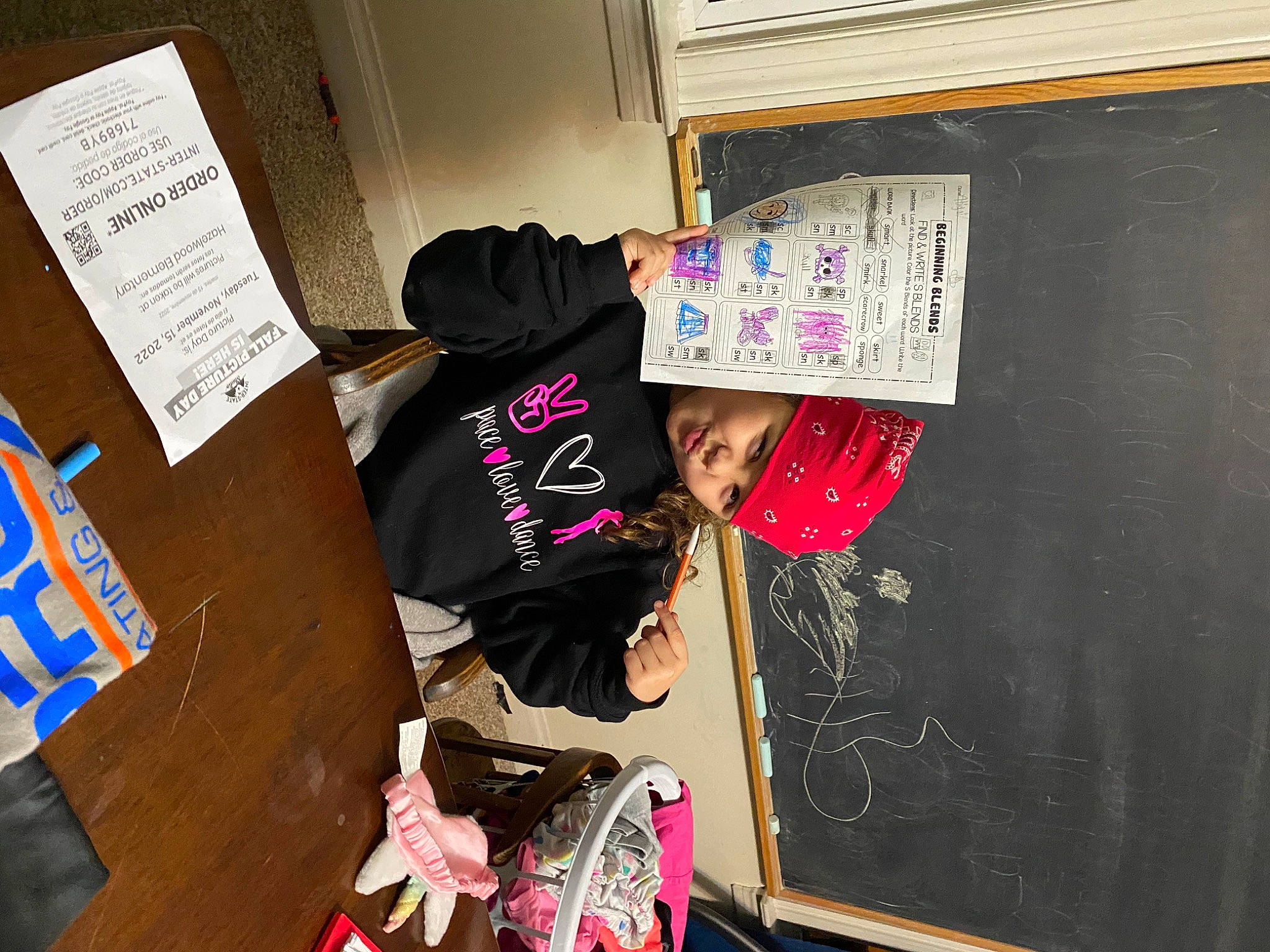 Abigail joined the competition — help win amazing prizes! blackboard, chalk, event, font, handwriting, hat, headwear, magenta, person, room, visual_arts, writing