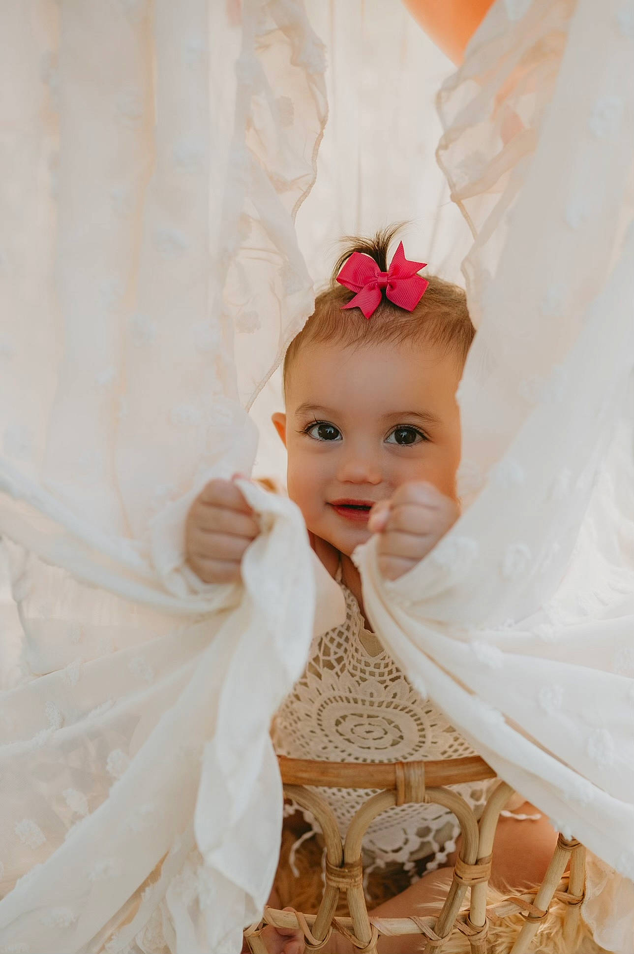 Alaia is registered to the contest to win money with this photo: baby, baby_toddler_clothing, bridal_accessory, bridal_clothing, dress, embellishment, eye, eyebrow, eyelash, gown, happy, headband, headgear, headpiece, jewellery, person, pink, smile, toddler, toy