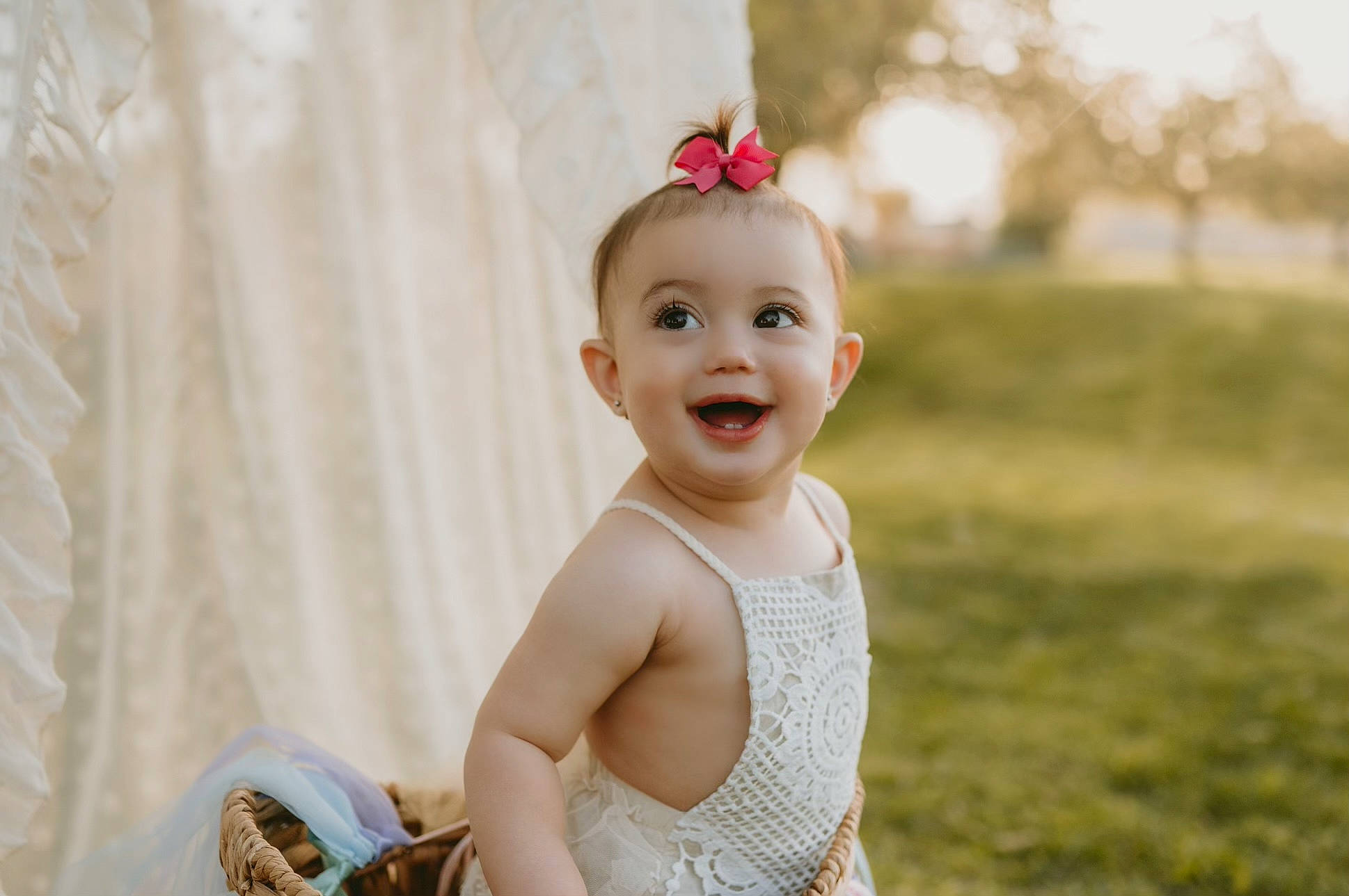 Alaia joined the competition — help win amazing prizes! baby, baby_toddler_clothing, beauty, child, curtain, dress, event, fashion_accessory, flash_photography, fun, grass, happy, headband, headpiece, jewellery, person, plant, skin, smile, summer