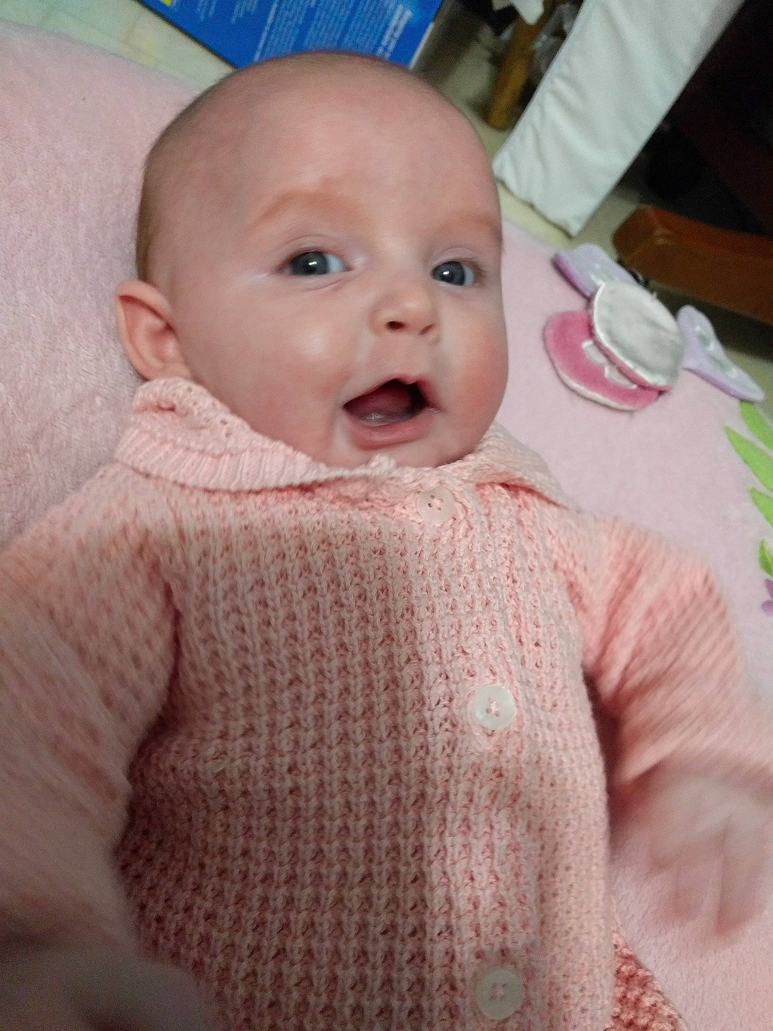 Quinn is registered to the contest to win money with this photo: baby, cheek, child, eye, face, head, iris, lip, mouth, nose, person, pink, skin, smile, toddler