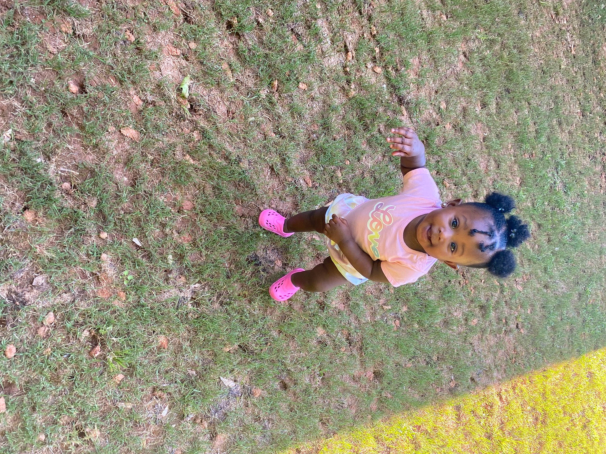 Zendaya is registered to the contest to win money with this photo: fun, grass, grass_family, grassland, groundcover, happy, landscape, lawn, leaf, leisure, magenta, meadow, pasture, people_in_nature, person, plant, recreation, shadow, soil, toddler