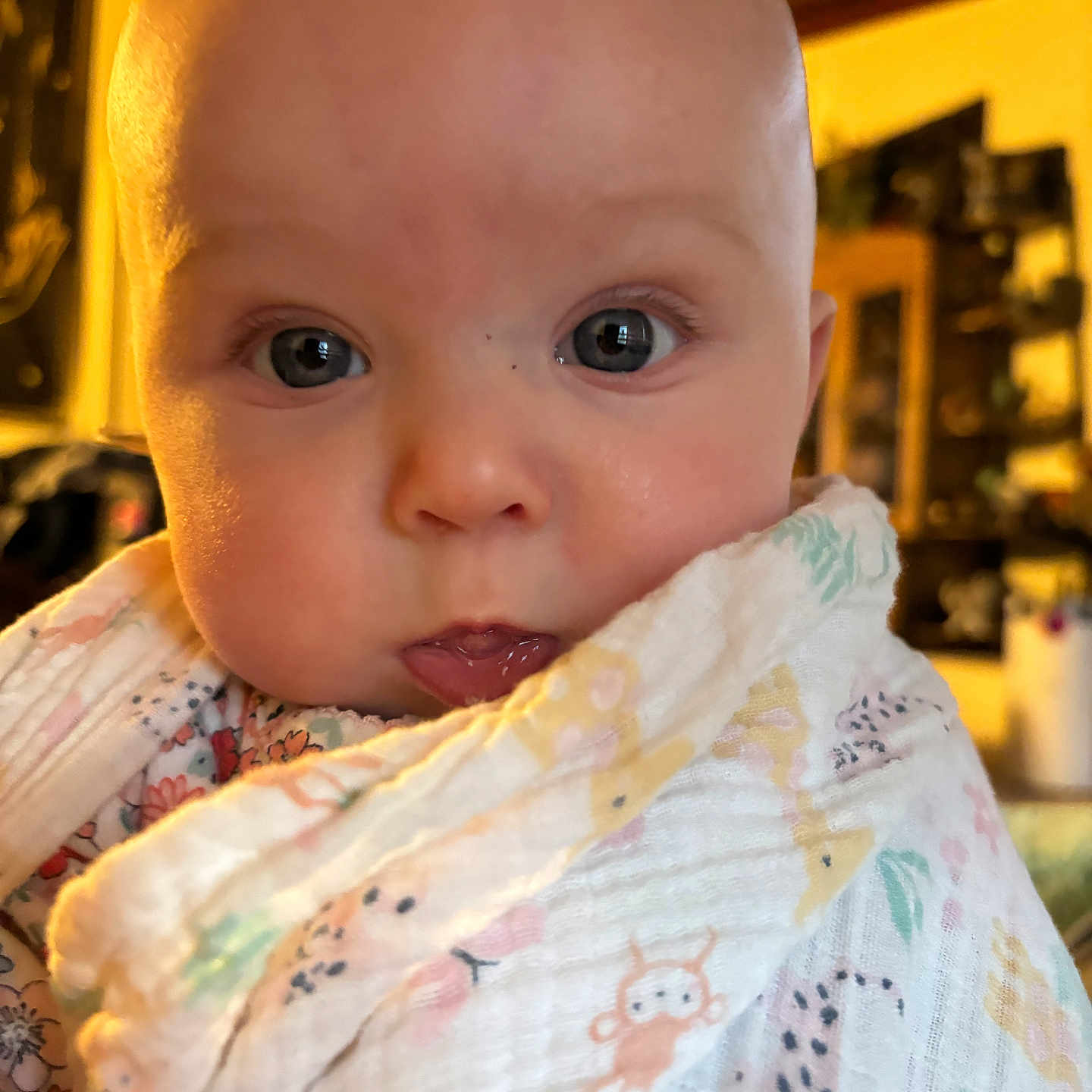 Nevaeh joined the competition — help win amazing prizes! baby, blanket, bodypart, clothing, dress, face, fashion, finger, formalwear, gown, hand, head, homedecor, mouth, newborn, person, photography, portrait, quilt, towel