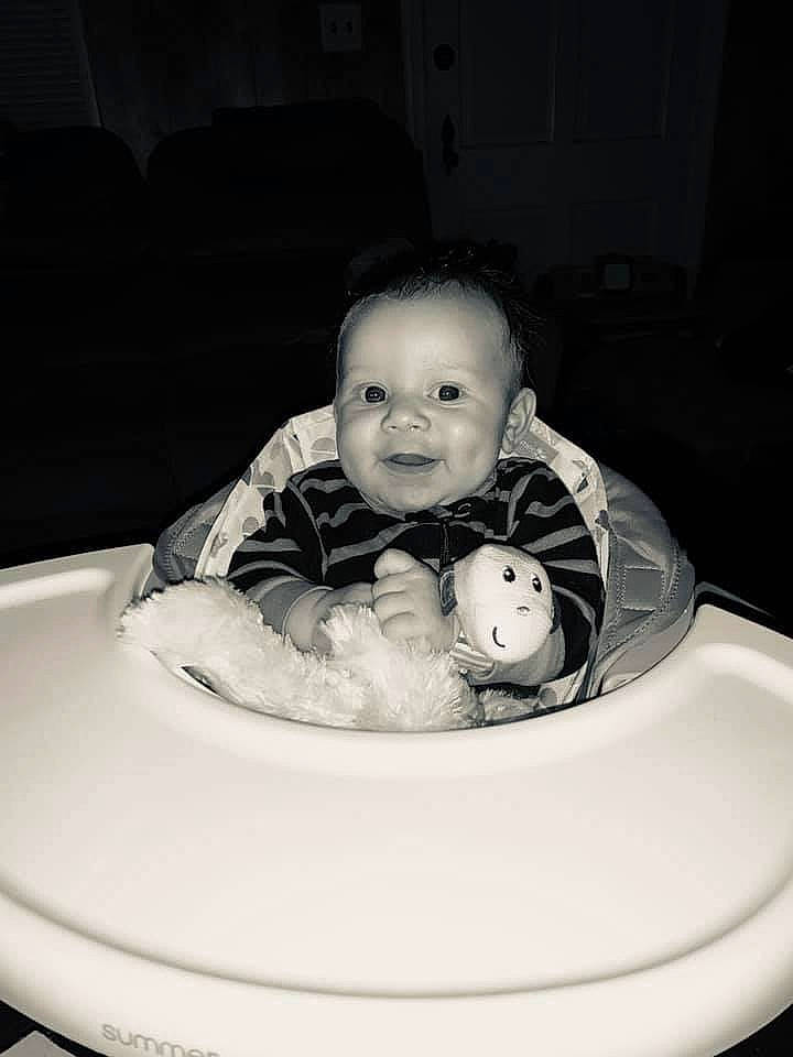 Jeffrey is registered to the contest to win money with this photo: baby, black, black_and_white, child, eye, face, head, iris, monochrome, monochrome_photography, people, person, photograph, photography, room, sitting, skin, smile, snapshot, toddler