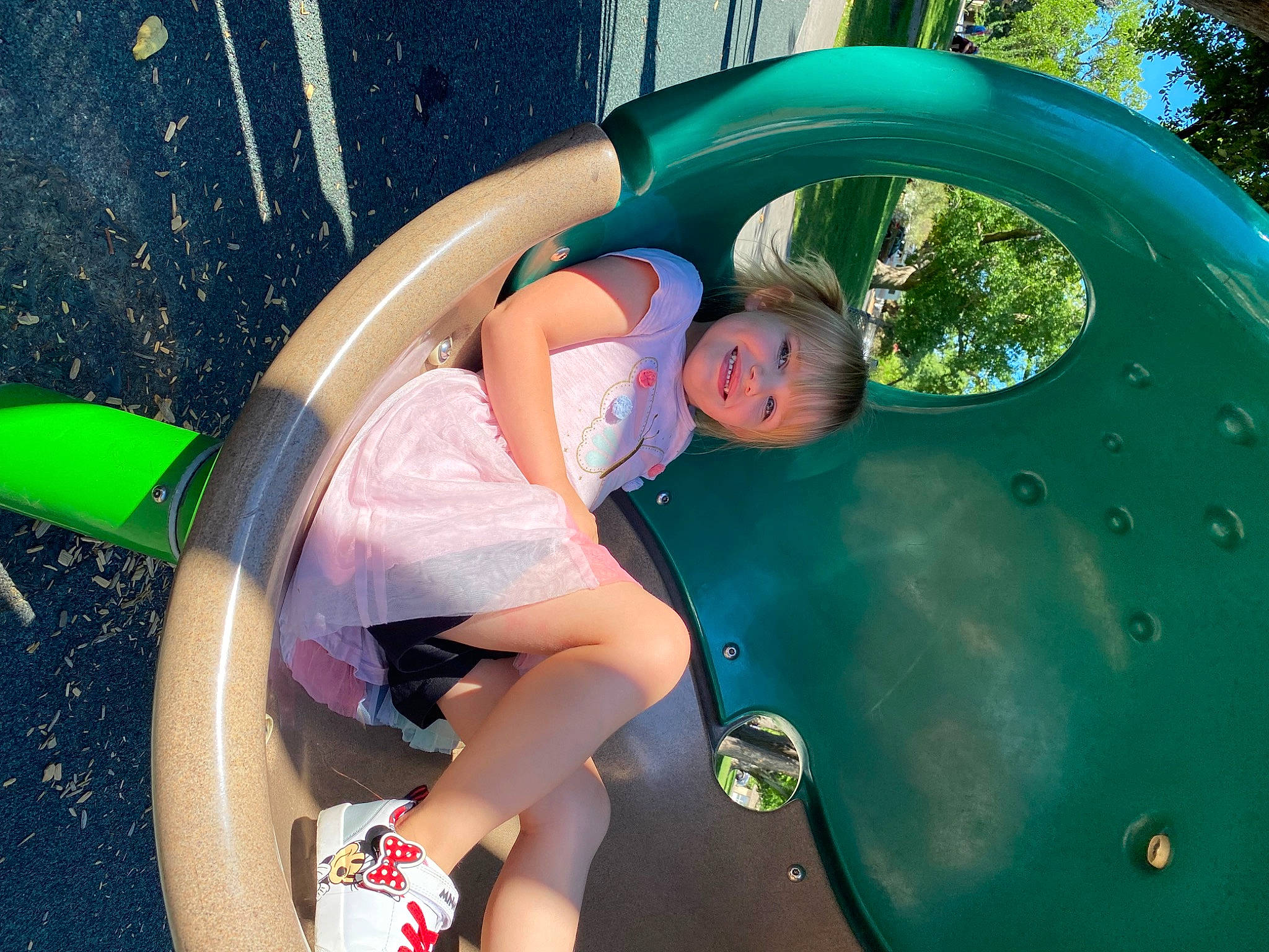 Copelynn joined the competition — help win amazing prizes! child, chute, city, facial_expression, fun, grass, green, happy, joy, leisure, outdoor_play_equipment, outdoor_recreation, person, pink, play, playground, playground_slide, recreation, thigh, toddler