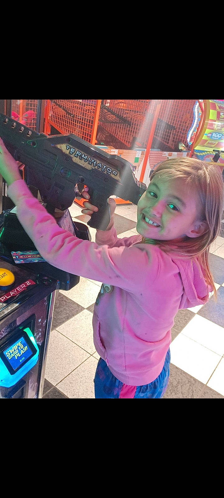 Raylee joined the competition — help win amazing prizes! automotive_design, automotive_lighting, child, cool, fun, gadget, glass, happy, joy, leisure, machine, magenta, person, pink, play, purple, recreation, smile, t_shirt, toddler