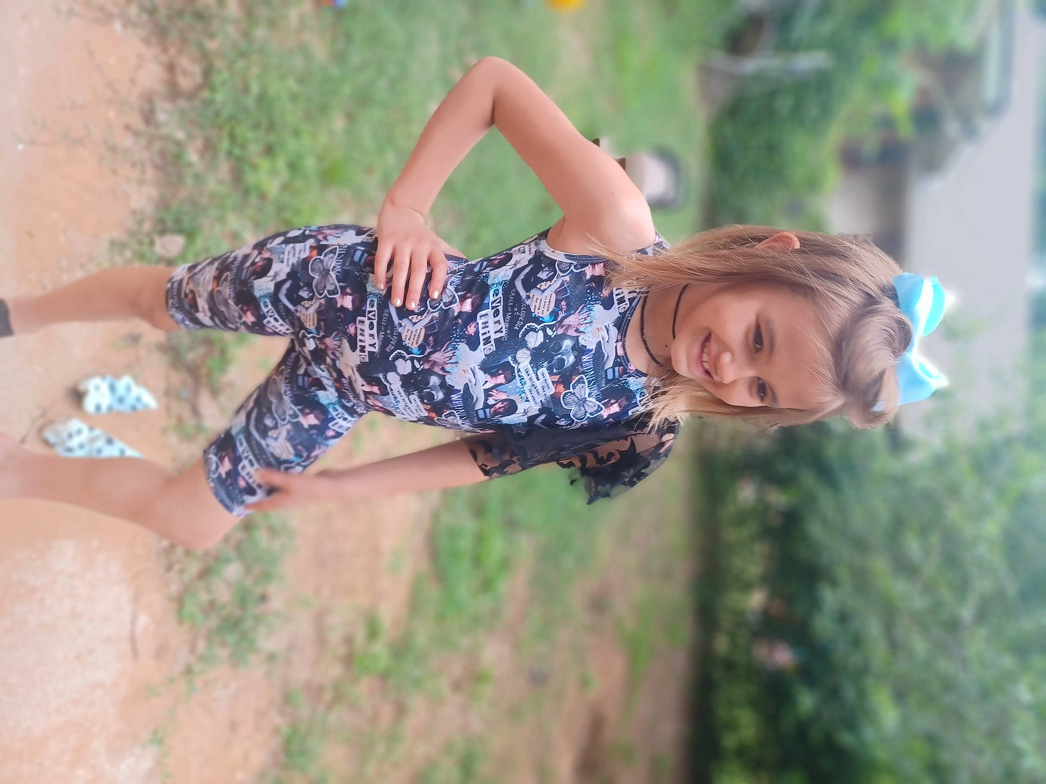 Raylee joined the competition — help win amazing prizes! blond, electric_blue, facial_expression, fashion, flash_photography, fun, grass, hairstyle, happy, human_leg, joy, knee, leisure, people_in_nature, person, plant, smile, sunlight, thigh, tree