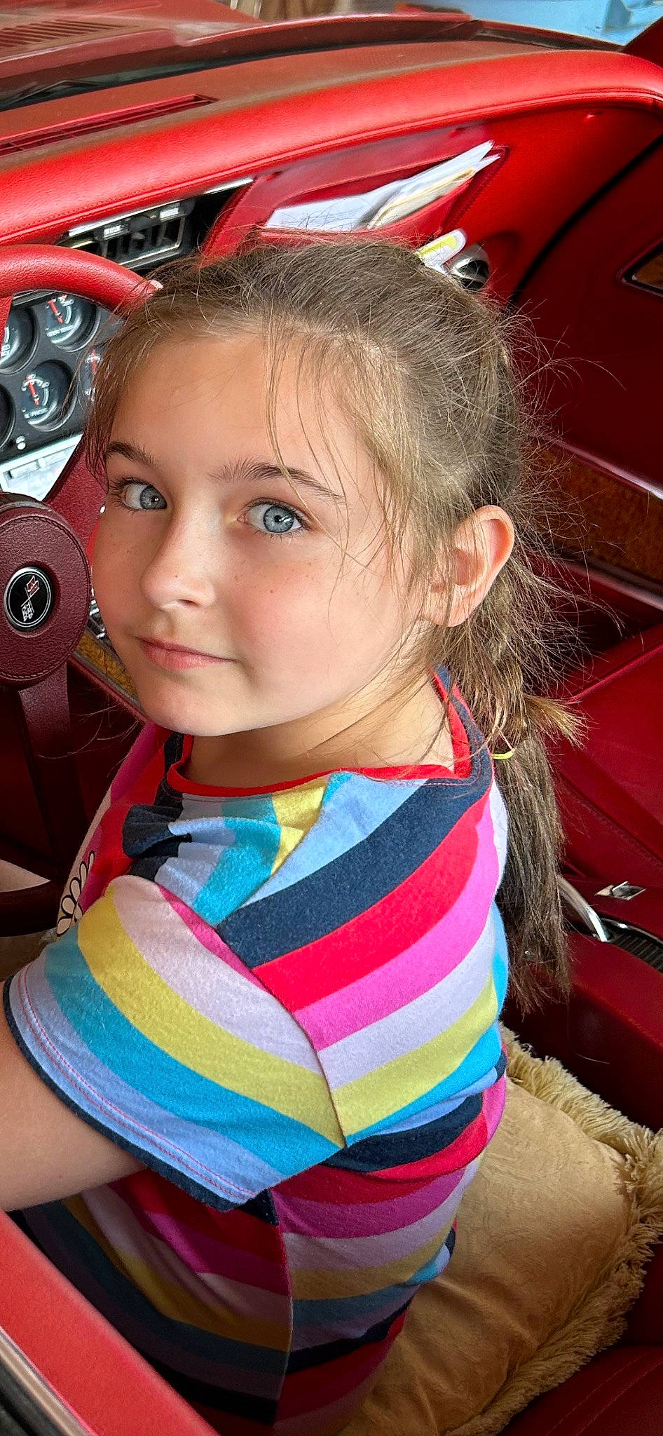 Zoey joined the competition — help win amazing prizes! baby_toddler_clothing, beauty, blond, cheek, child, chin, cool, electric_blue, eye, eyelash, fun, hairstyle, happy, iris, neck, nose, person, pink, skin, steering_wheel