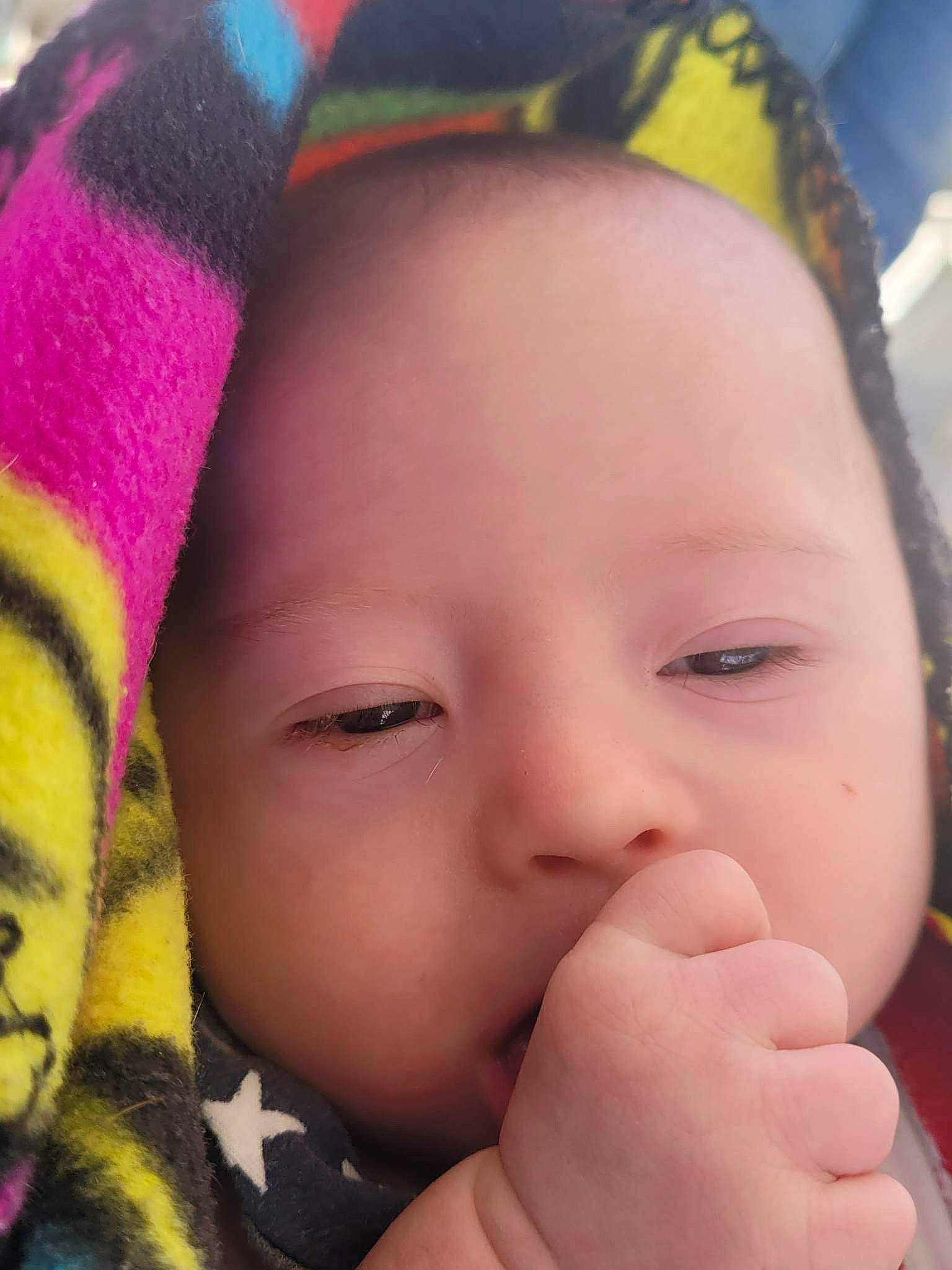 Dakota joined the competition — help win amazing prizes! baby, cap, cheek, chin, eyebrow, eyelash, facial_expression, finger, forehead, gesture, hand, happy, human, iris, lip, mouth, nose, organ, person, photograph